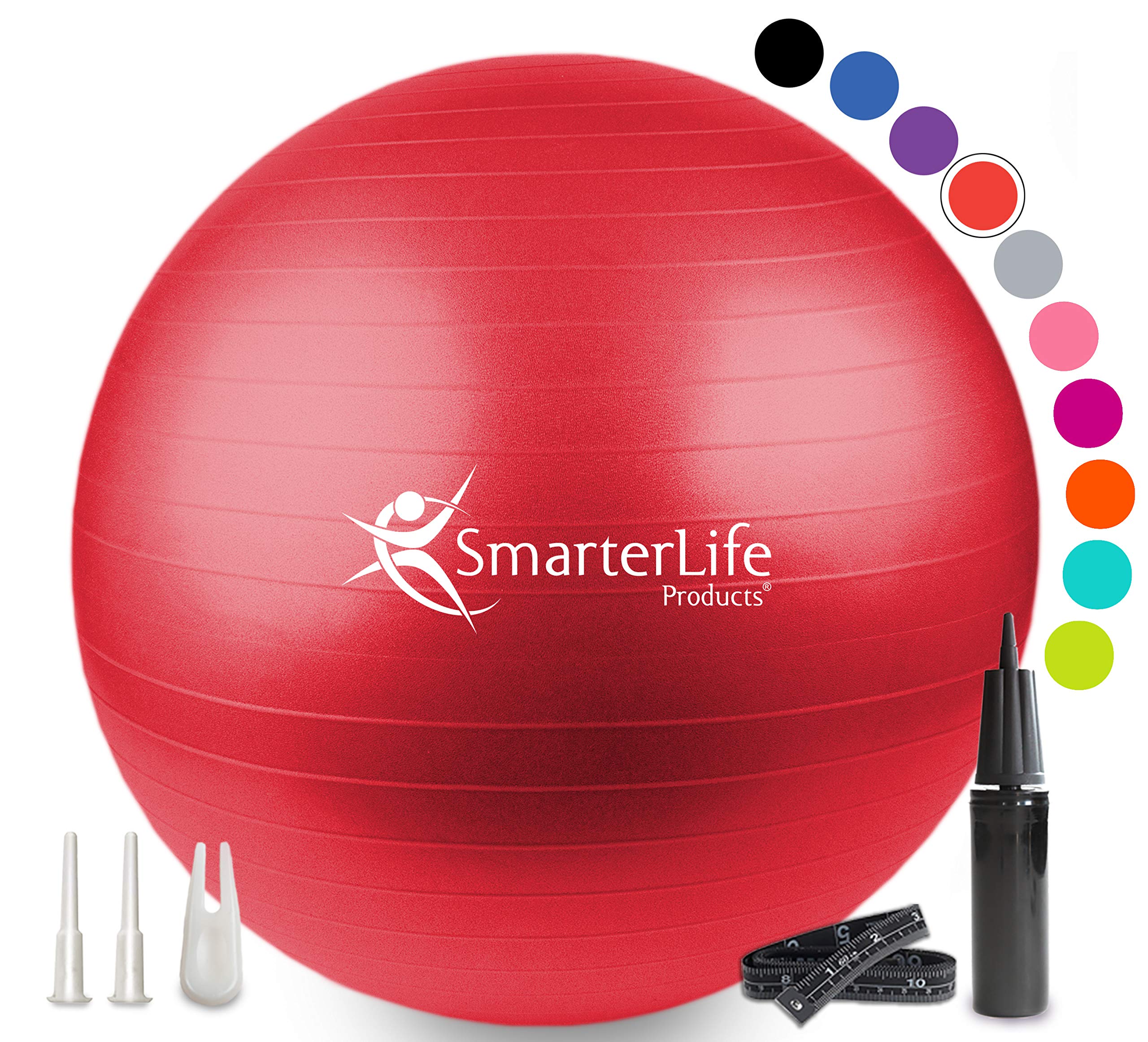 Premium Anti-Burst Exercise Ball - Yoga & Stability Ball for Core Workouts, Physical Therapy, Pregnancy Fitness & Office Chair - Non-Slip Gym Ball for Home, Gym & Office Use