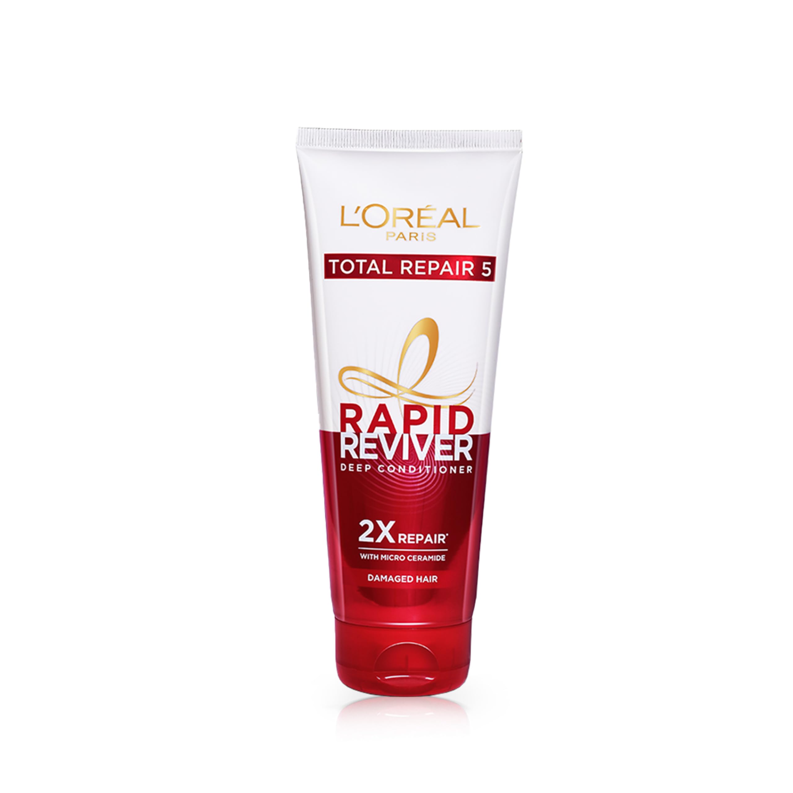 L'Oreal Paris Total Repair 5 Deep Conditioner with Micro-Ceramides - Intensely Repairs Damaged Hair, Rapid Reviver Treatment - 180ml for Dry, Brittle & Color-Treated Hair - Salon-Quality At-Home Hair Care Solution