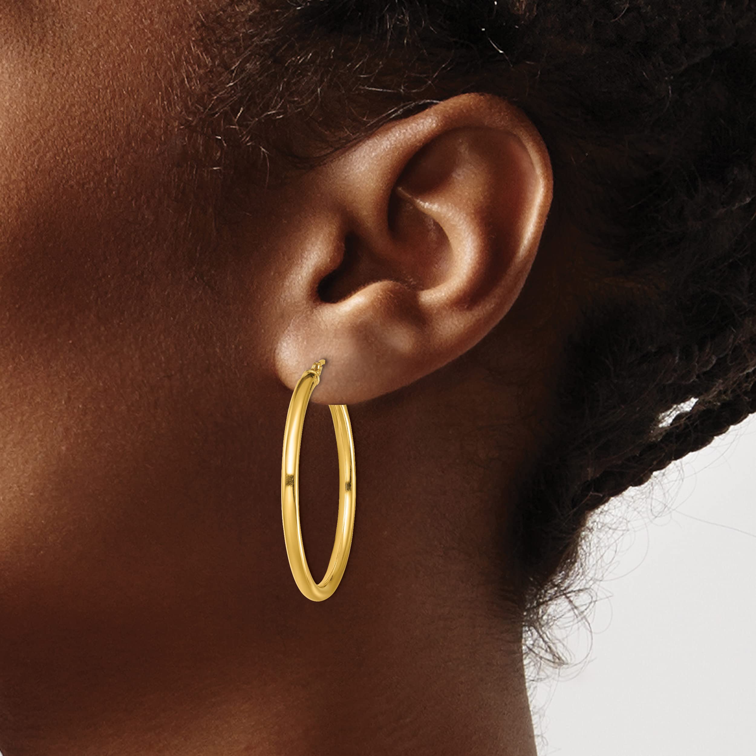 925 Sterling Silver Gold Plated 2.5x35mm Large Round Hoop Earrings for Women - Elegant Everyday Jewelry, Perfect for Parties, Dating & Special Occasions