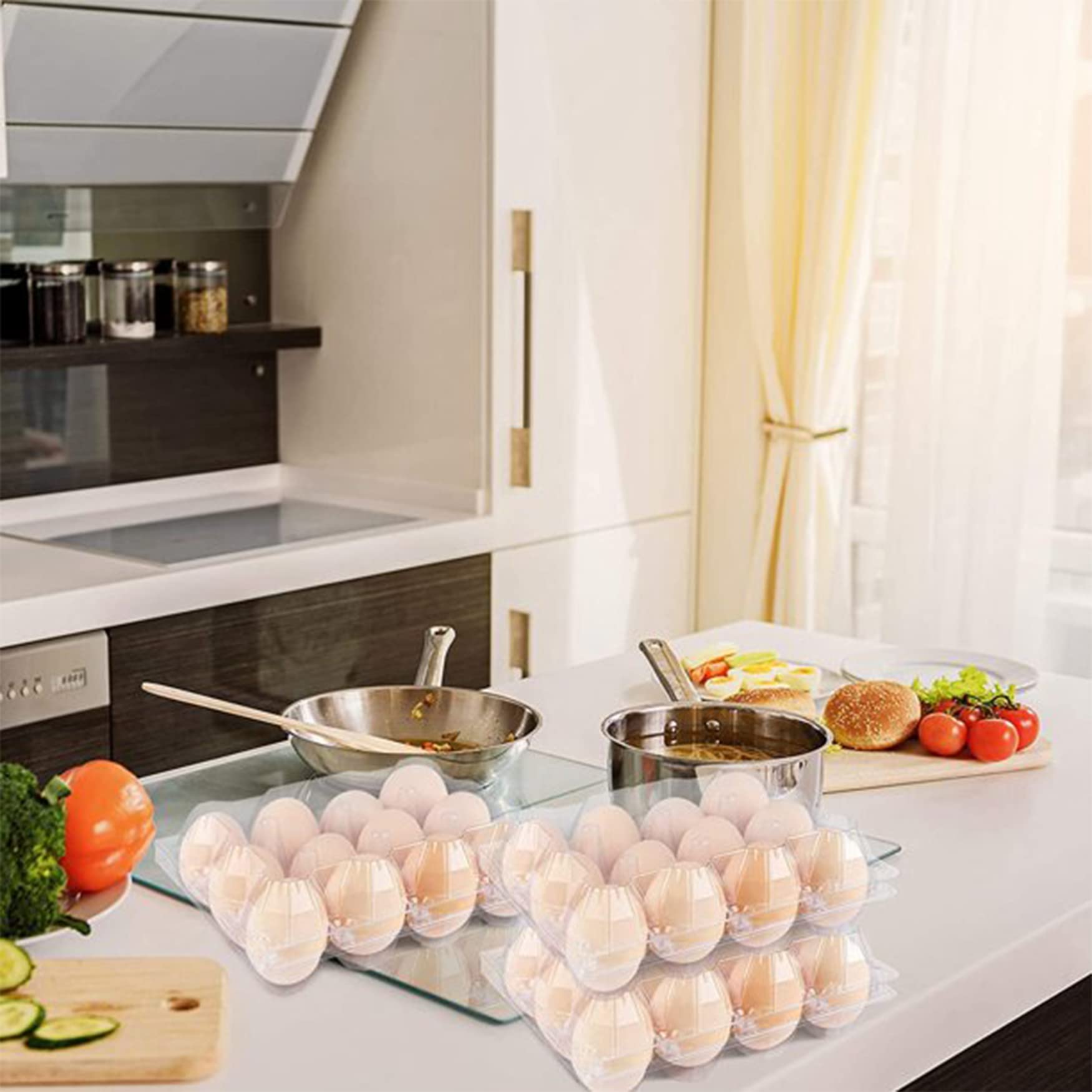 60 Pack Clear Plastic Egg Cartons - 1 Dozen Reusable Empty Egg Containers for Chicken Eggs | Bulk Farm & Commercial Use | 3x4 Grid Design | Ideal for Home Ranches, Farmers Markets & Grocery Displays
