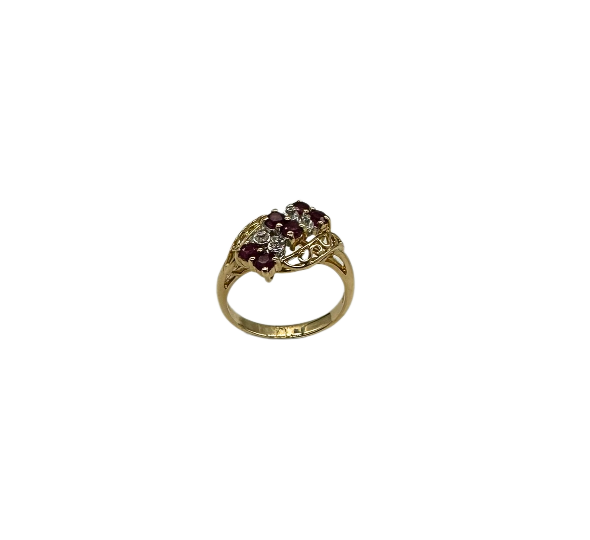 14K Yellow Gold Ruby & Diamond Bypass Ring for Women | Elegant Vintage Style Engagement & Wedding Band | Perfect Gift for Anniversary, Valentine's Day & Special Occasions