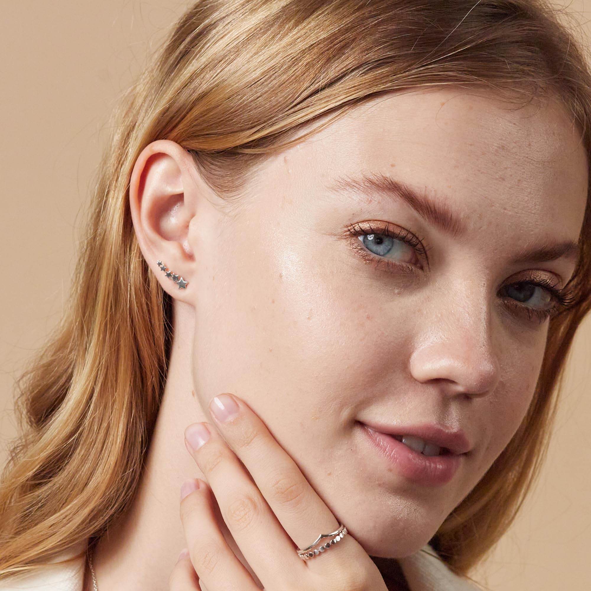 Boma Jewelry Sterling Silver Star Ear Crawler Earrings – Dainty & Elegant Hoop Earrings for Women | Perfect for Parties, Date Nights & Everyday Wear