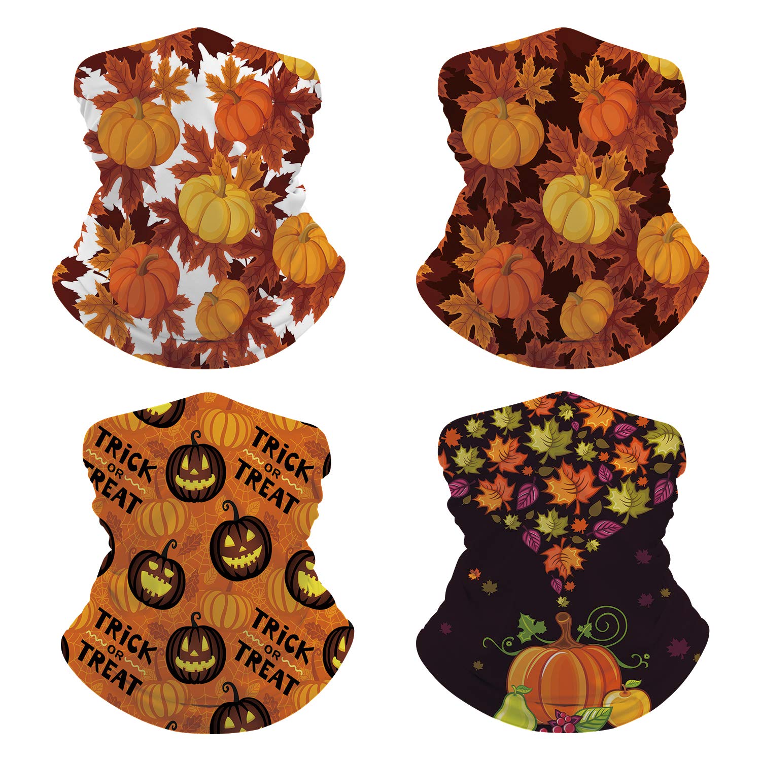Pumpkin Print Seamless Neck Gaiter & Face Mask for Men & Women - Fall Fashion Accessory for Outdoor Activities, Hiking, and Halloween Costumes
