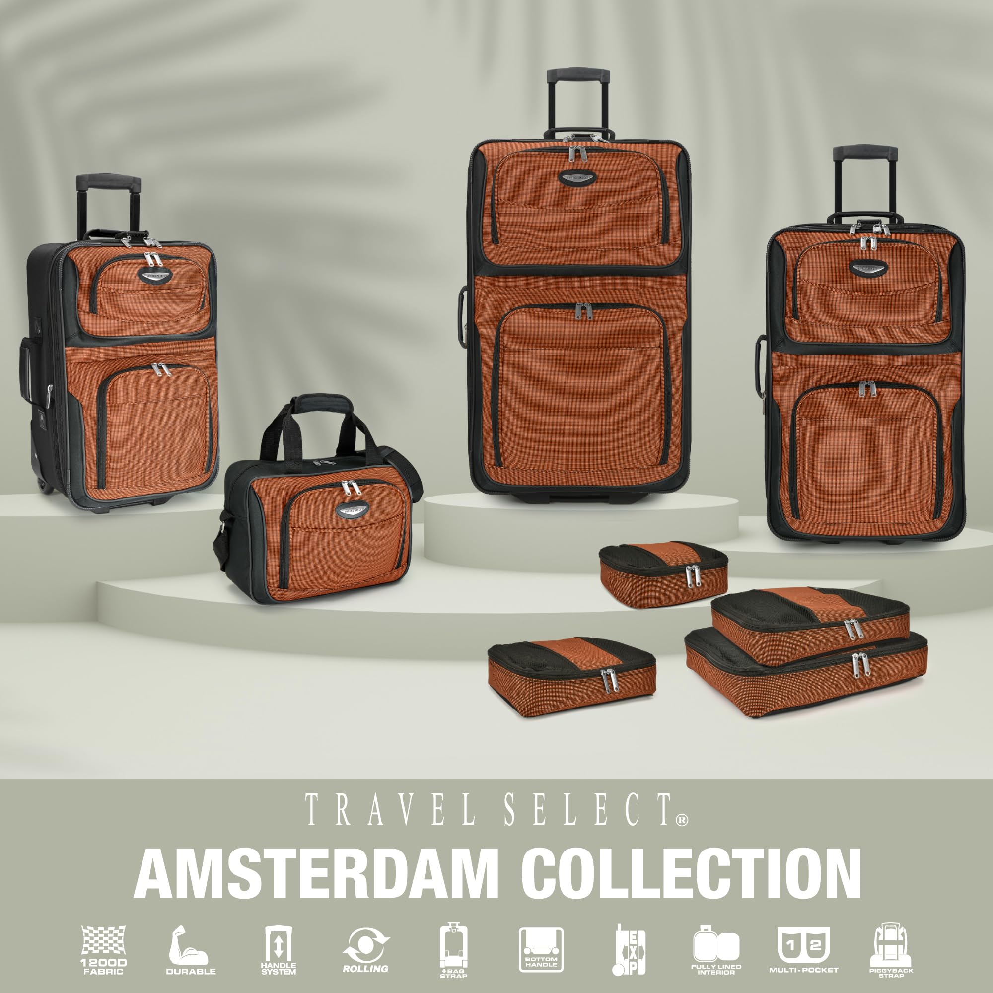 Travel Select Amsterdam Expandable Rolling Upright Luggage Set - 2-Piece Burgundy Suitcase for Air Travel & Business Trips | Durable Spinner Wheels & TSA Lock