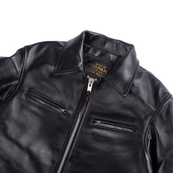 Iron Heart IHJ-54 Black Japanese Horsehide Motorcycle Jacket with Stand-Up Collar - Premium Biker Jacket for Men, Riding & Casual Wear