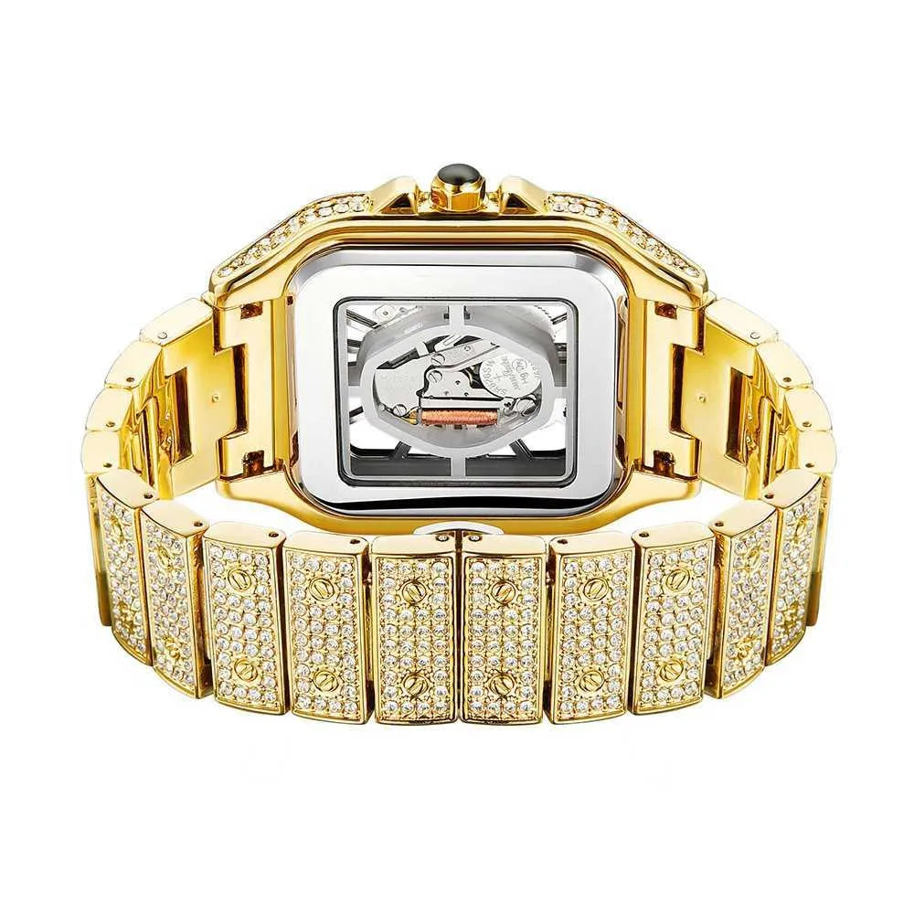 8 Iced Out Diamond Moissanite Gold Watch for Men - Luxury Hip Hop Bling Jewelry - Perfect for Parties, Gifts & Special Occasions