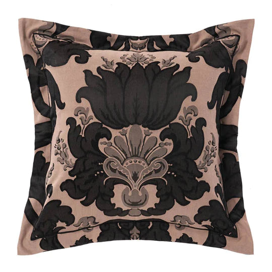 Premium Dionisia Black European Pillowcase Set - 100% Cotton Luxury Bedding by GRACE Linen House for Master Bedroom & Guest Room Decor