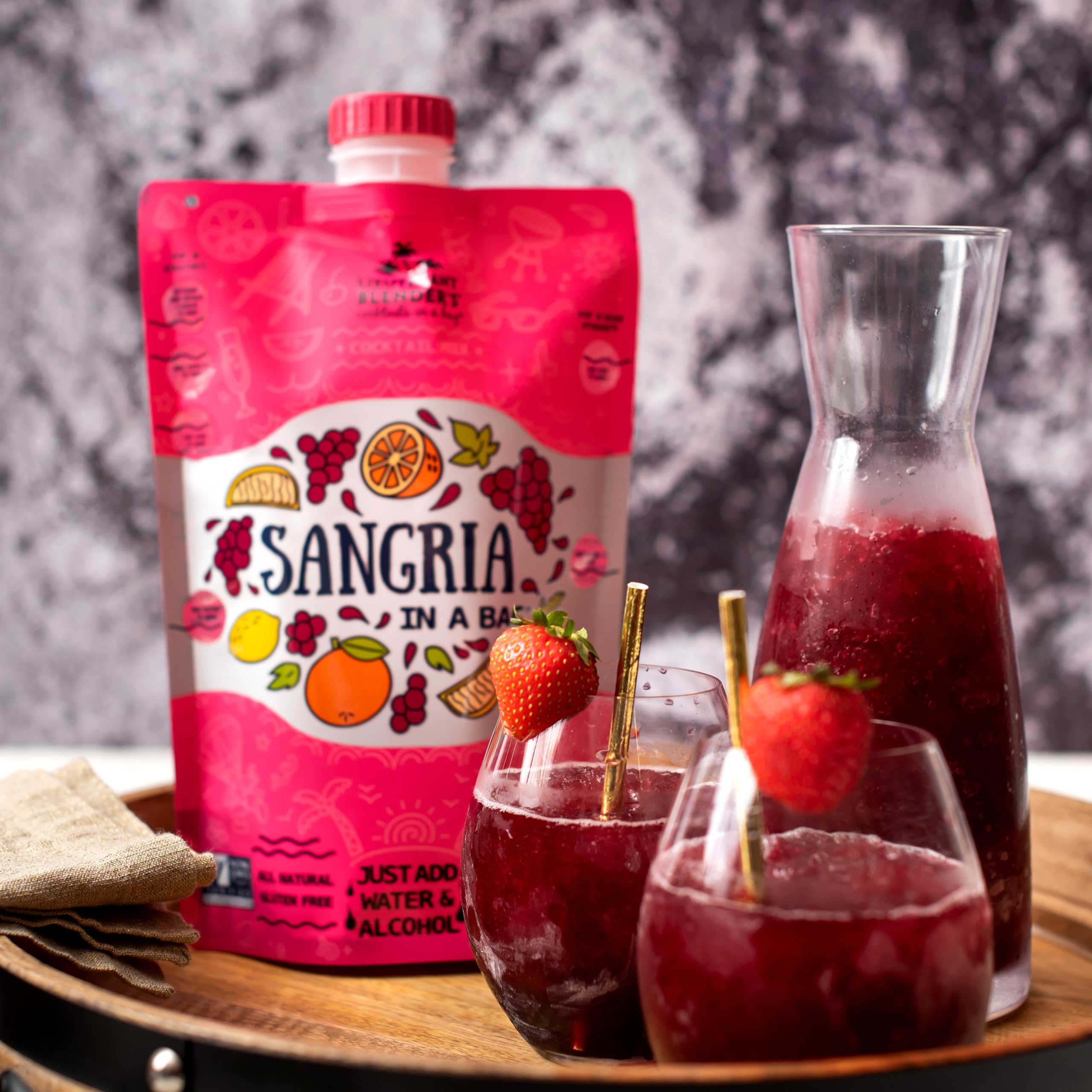 Lt. Blender's Sangria in a Bag – Premium Wine Slushie Mix – Makes 1/2 Gallon Frozen Red Sangria – Non-GMO, Easy Mix with Wine, Liquor or Mocktail – Perfect for Parties, BBQs & Summer Gatherings (Pack of 3)