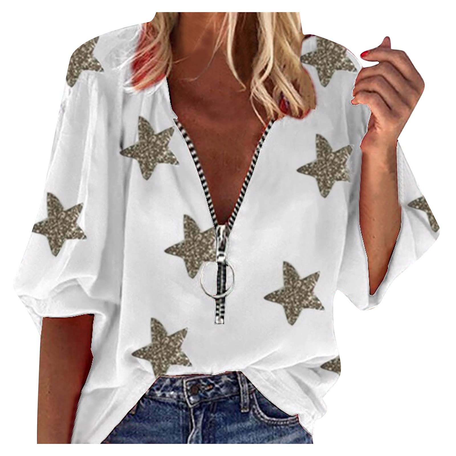 Women's Long Sleeve Tunic Tops - Floral Print V-Neck Blouse for Business Casual & Dressy Occasions | Office Wear, Date Night & Everyday Outfits