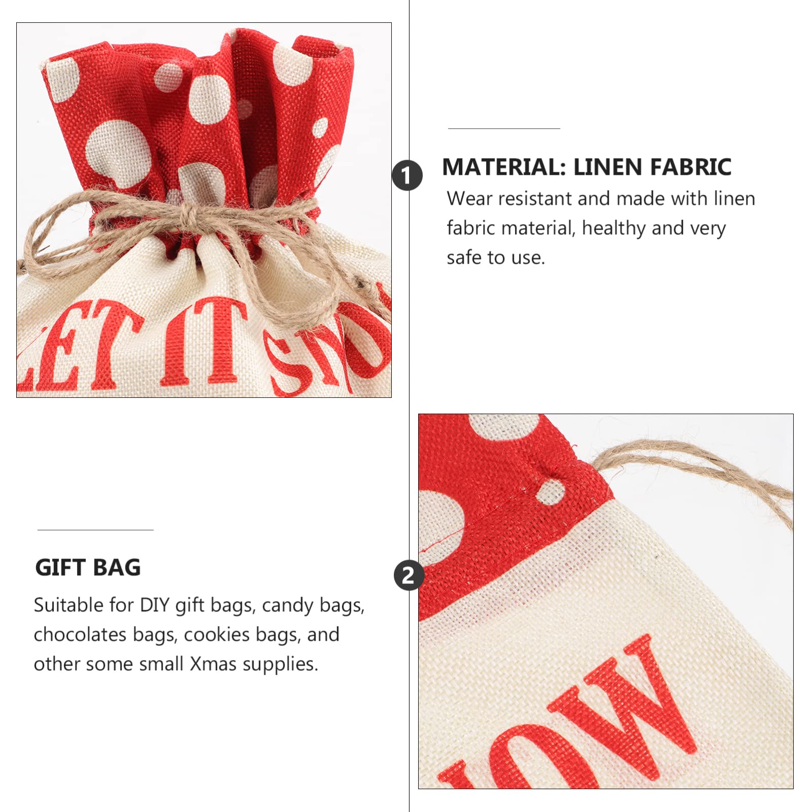 Gadpiparty Christmas Drawstring Bags - Santa Gift Wrapping Bags for Candy & Treats | Linen Party Favor Bags for Holiday Celebrations, Stocking Stuffers & Christmas Gatherings