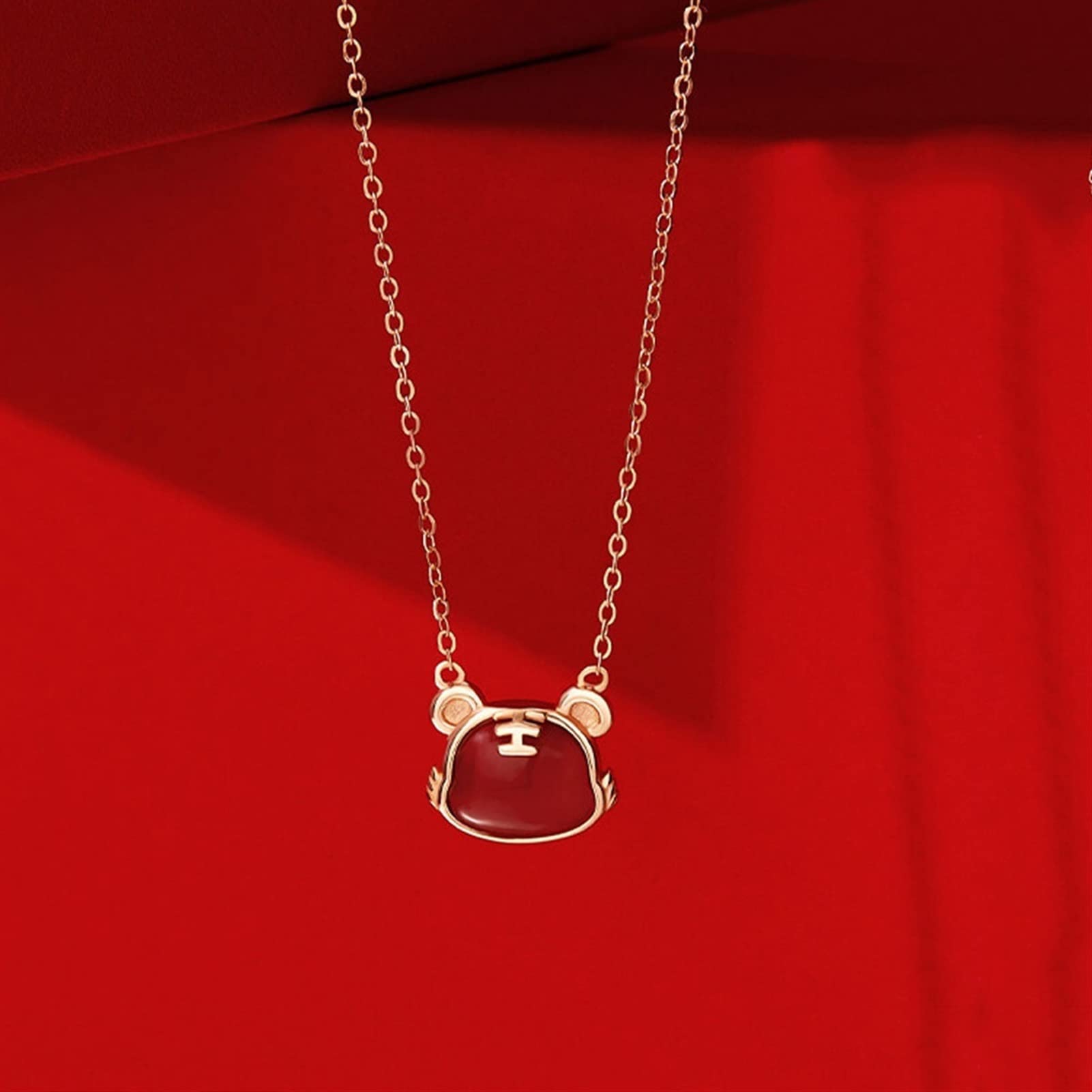 Zodiac Tiger Pendant Necklace - Red Agate Clavicle Chain with Cute Little Tiger Charm, Women's Jewelry Gift for Girlfriend, Birthday, Valentine's Day | Perfect for Everyday Wear, Date Nights & Special Occasions