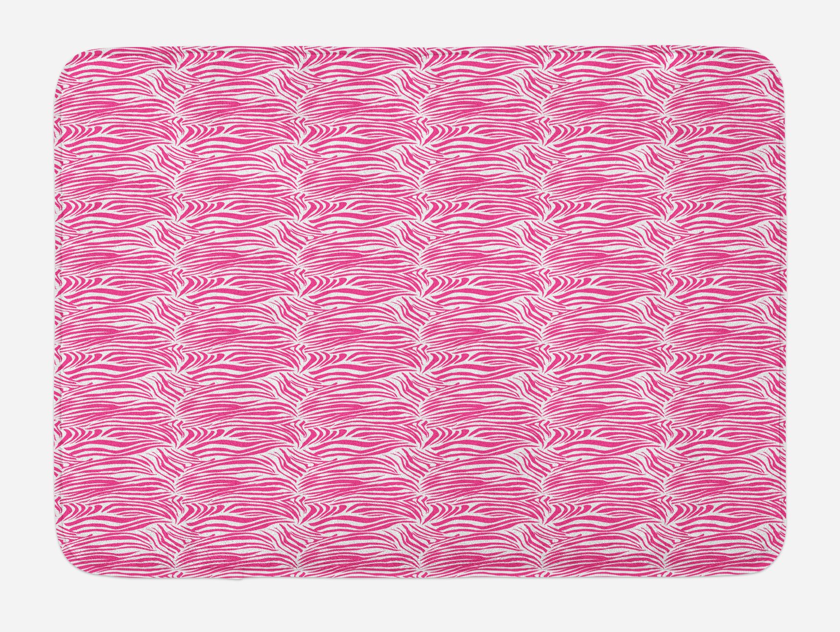 Ambesonne Non-Slip Zebra Print Bath Mat - Soft Plush Striped Animal Skin Pattern Bathroom Rug, 30.2