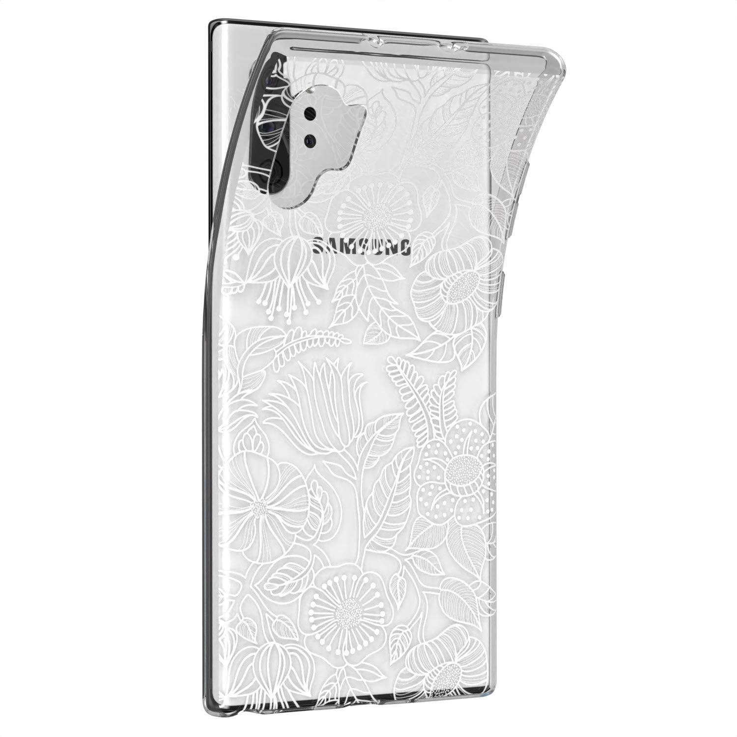 Samsung Galaxy S24 S23 Ultra S22 5G Plus S21 FE S20 S10 Phone Case - Slim Flexible Silicone Cover with Minimal Floral Design, Lightweight TPU Protective Case for Everyday Use, Work, and Travel