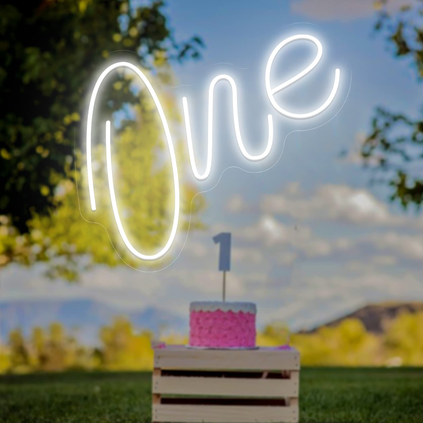 Custom Neon Sign for 1st Birthday Party Decorations - Happy Birthday Neon Light Wall Decor (11.8x9.8in) - Perfect for Kids Room, Bedroom Backdrop, Birthday Gifts & Bar Signs - Great for Baby Showers, Gender Reveals & Photo Booths