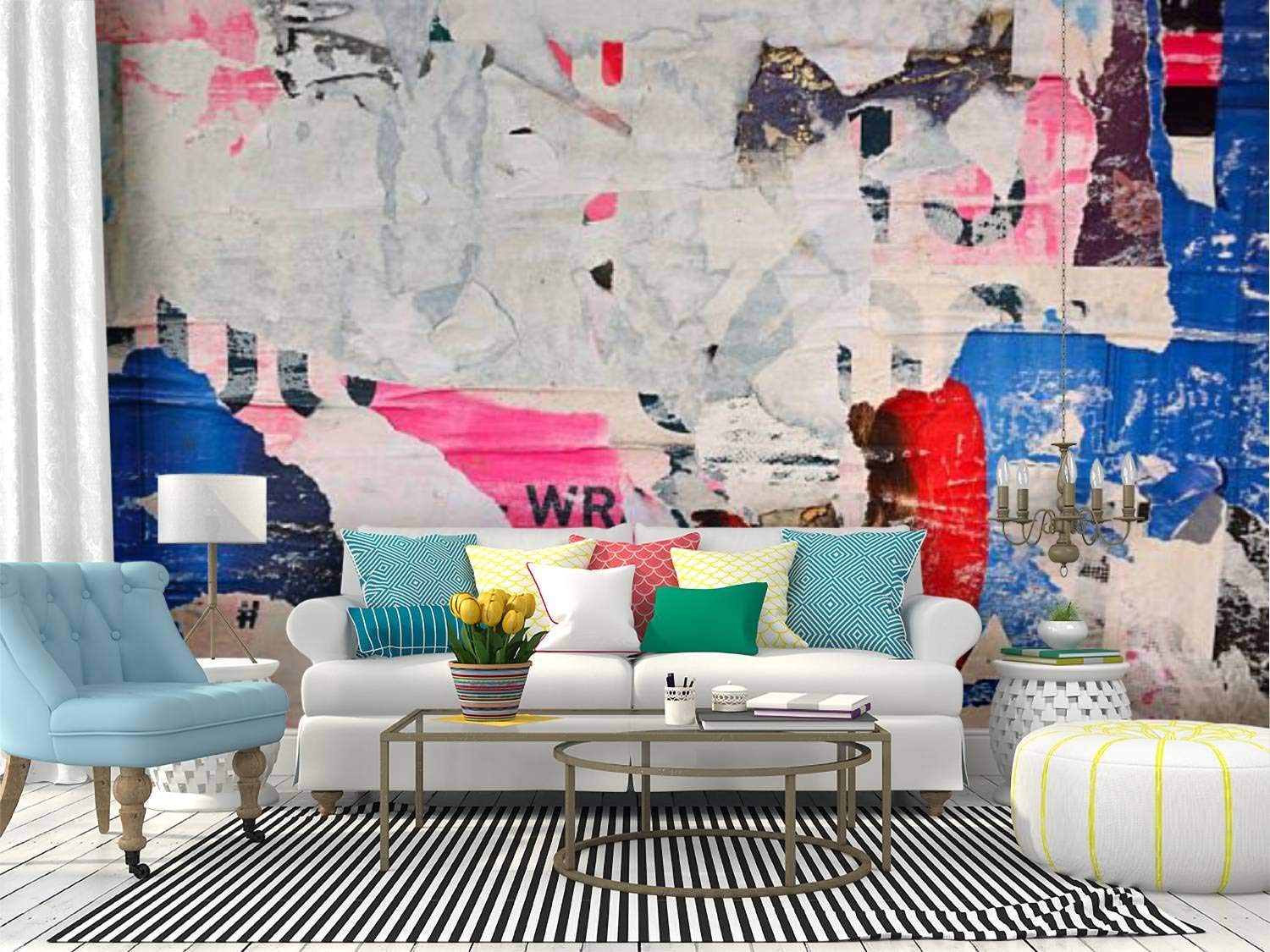 Kanworse Torn Posters Canvas Print - Self Adhesive Peel & Stick Wallpaper, Wall Mural & Home Decor Sticker for Living Room, Bedroom, Office | Easy DIY Wall Decoration & Artistic Wall Design Upgrade