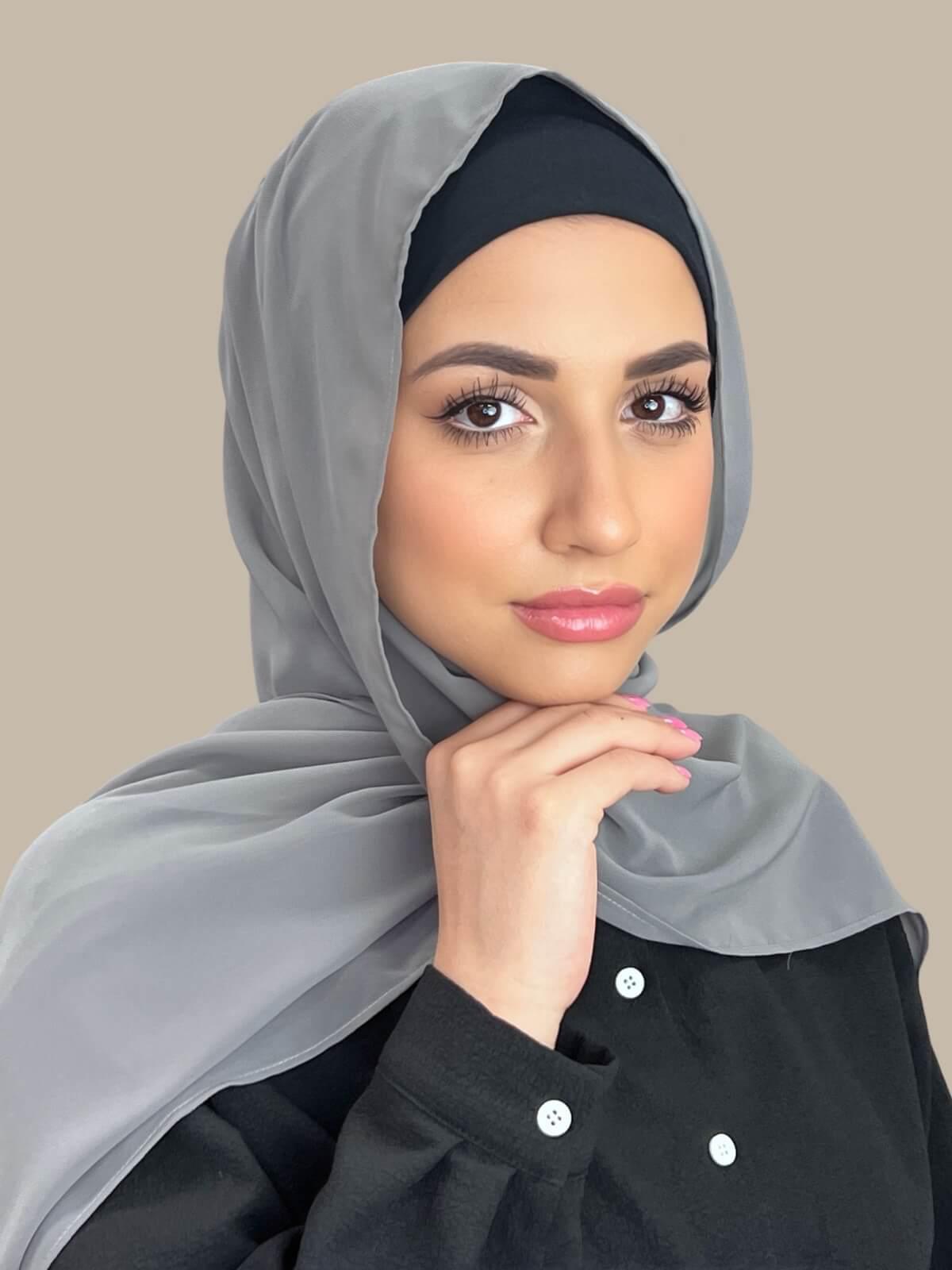 Luxury Chiffon Hijab Scarf - Frost Grey Shawl for Women - Perfect for Prayer, Fashion & Everyday Wear