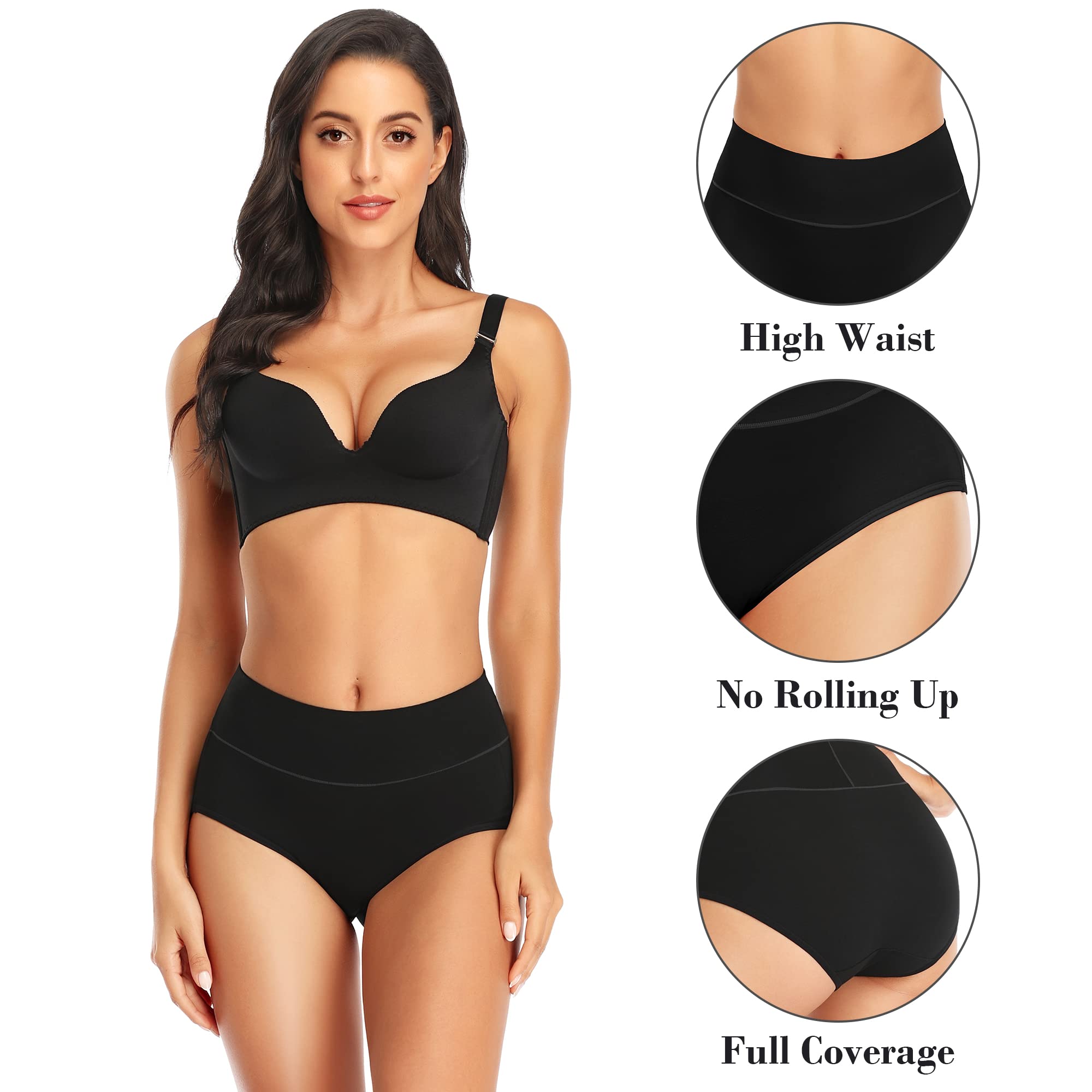 Women's Tummy Control Underwear - High Waisted Cotton Briefs for No Muffin Top | Soft, Breathable Panties for Everyday Comfort | Perfect for Work, Yoga & Postpartum Recovery