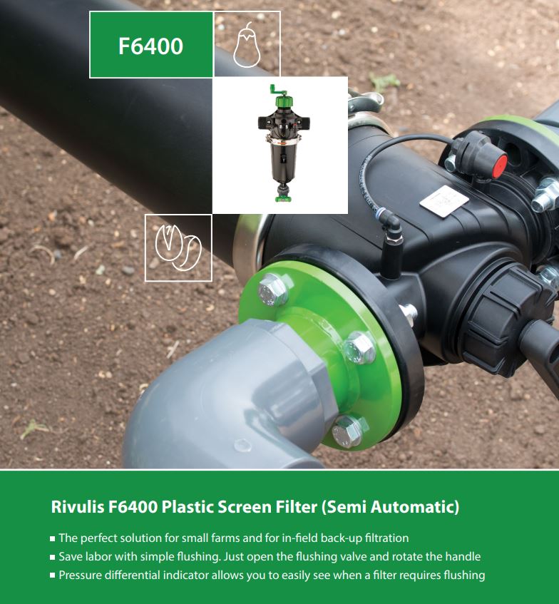 Rivulis F6400 80mm Semi-Automatic Screen Filter with 1270cm² Filtration Area - Drip Irrigation, Greenhouse & Hydroponic Systems - High Efficiency Water Filtration Solution
