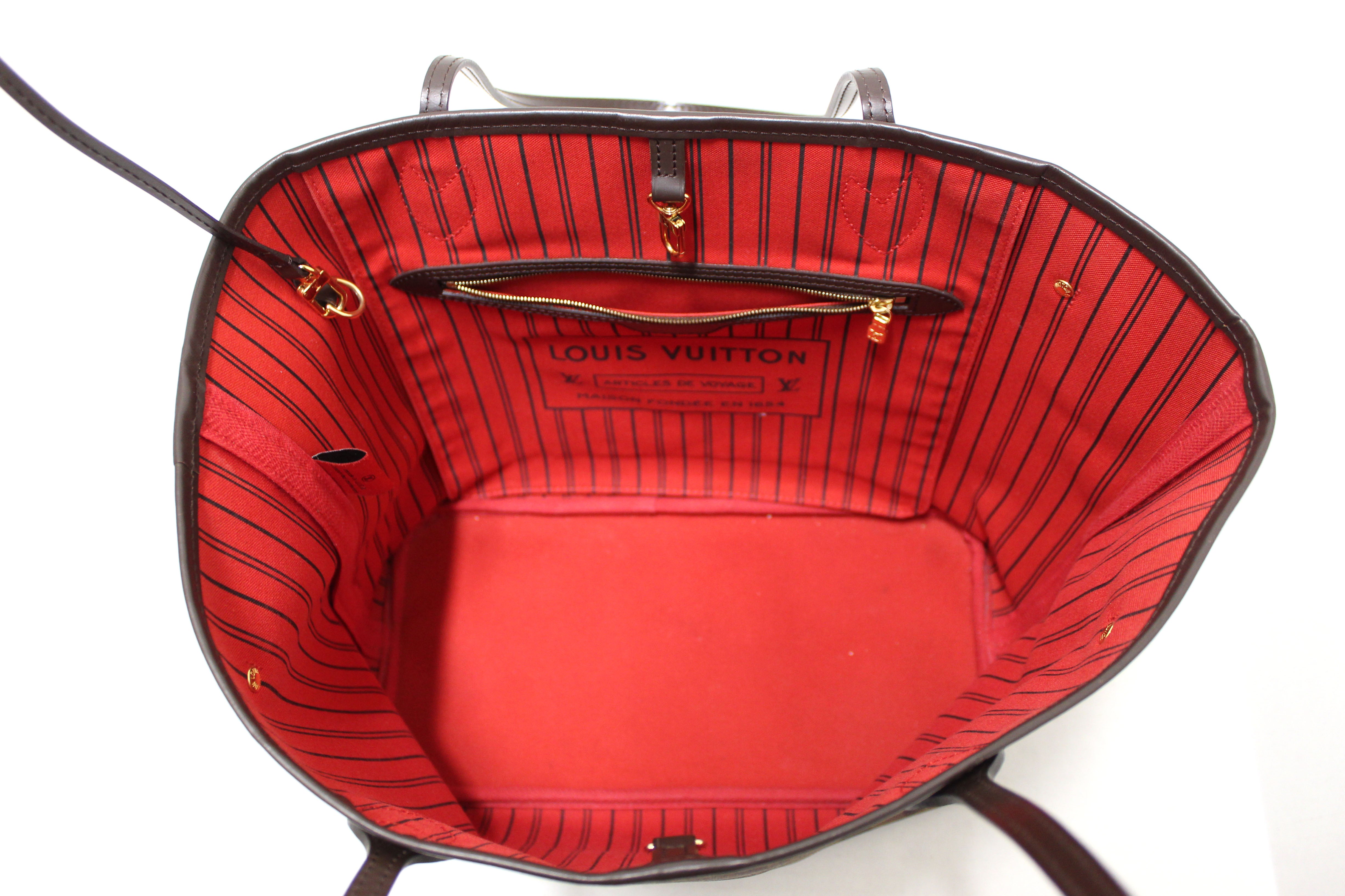 Authentic Louis Vuitton Damier Ebene Canvas Neverfull MM Tote Shoulder Bag for Women - Luxury Designer Handbag for Work, Travel & Everyday Use