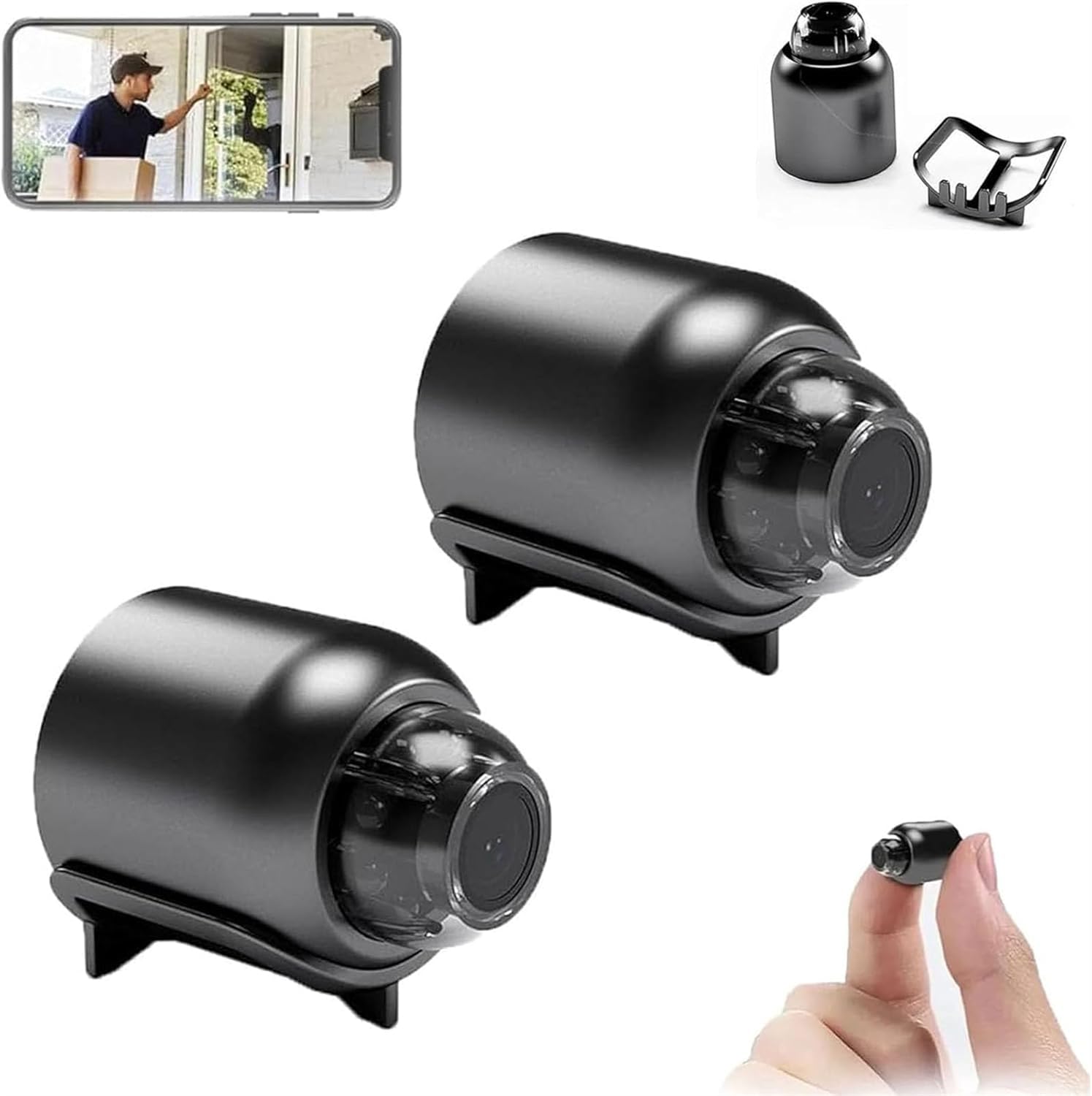 1080P HD Mini Wireless WiFi Cat Eye Camera - Magnetic Security Camera with Night Vision & Motion Detection for Home, Car, Garage (2 Pack) | Easy Installation Indoor/Outdoor Surveillance System
