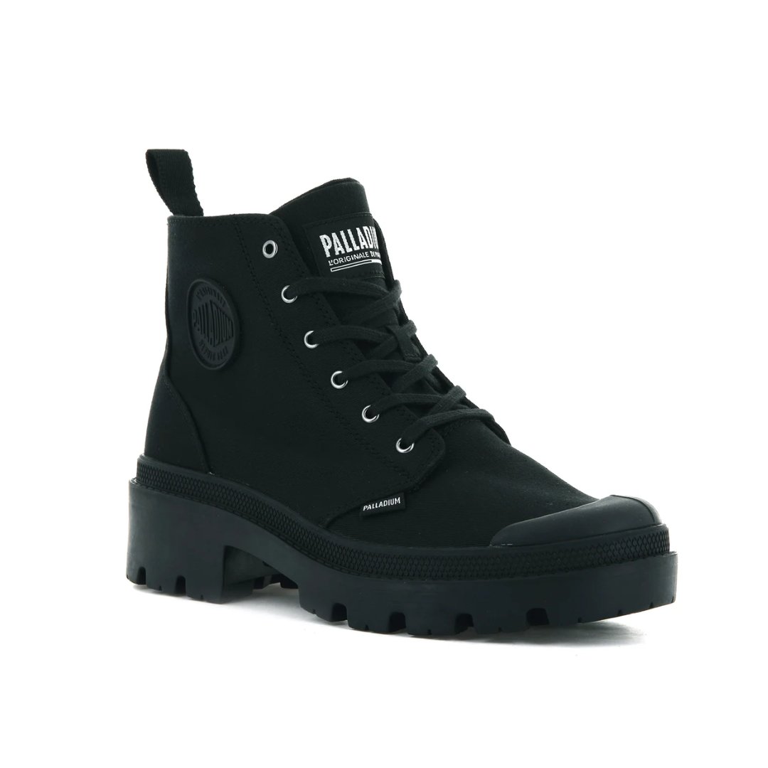 Palladium Pallabase Twill Boots for Men & Women - Black Waterproof Hiking Boots for Outdoor Adventures & Casual Wear