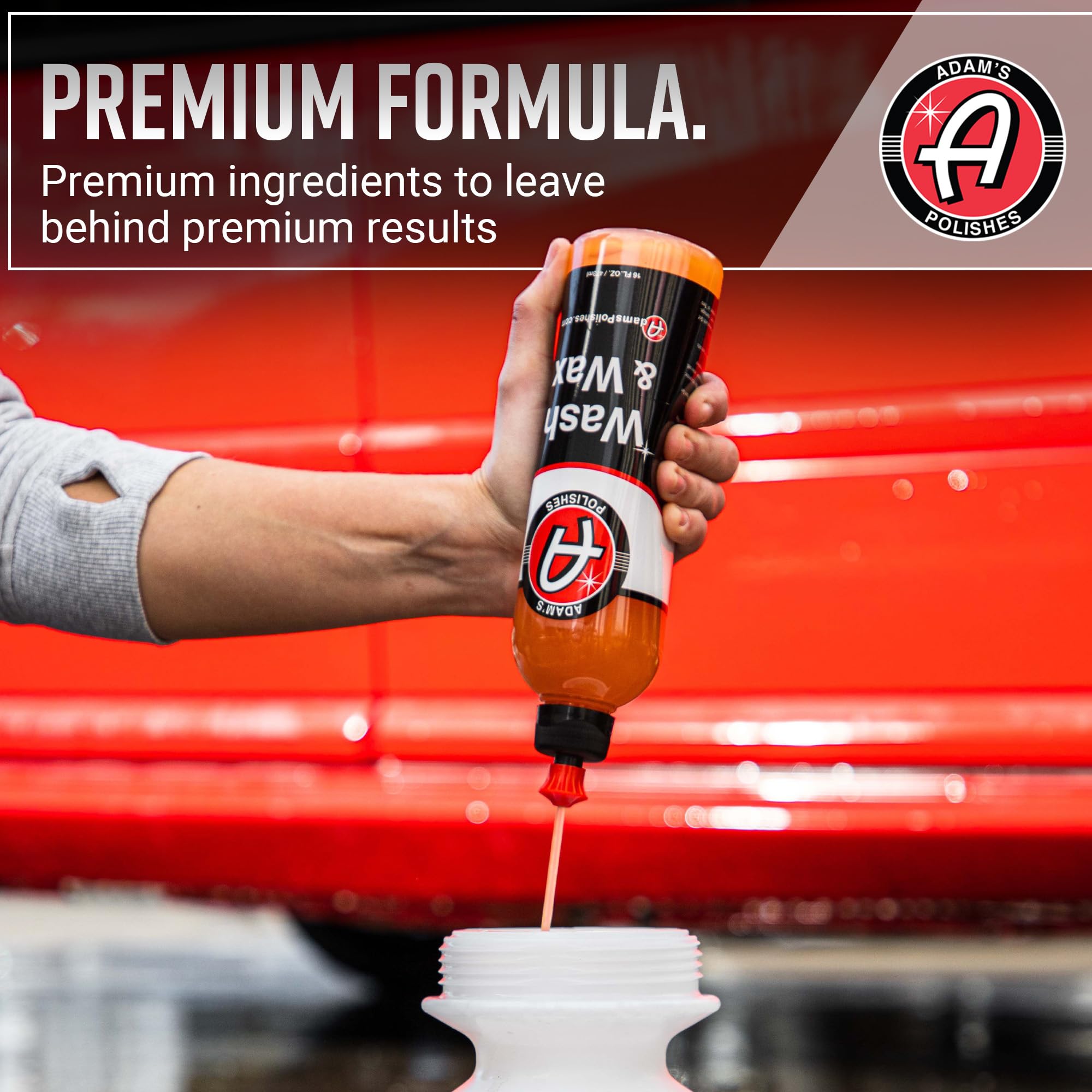 Adam's Polishes Wash & Wax - Car Wash Soap with Pure Carnauba Wax for Ultimate Shine & Paint Protection | Safe for All Vehicles | Perfect for Foam Cannon, Bucket Wash & Detailing Kits | Ideal for Home Car Washing, Auto Detailing & Show Car Preparation