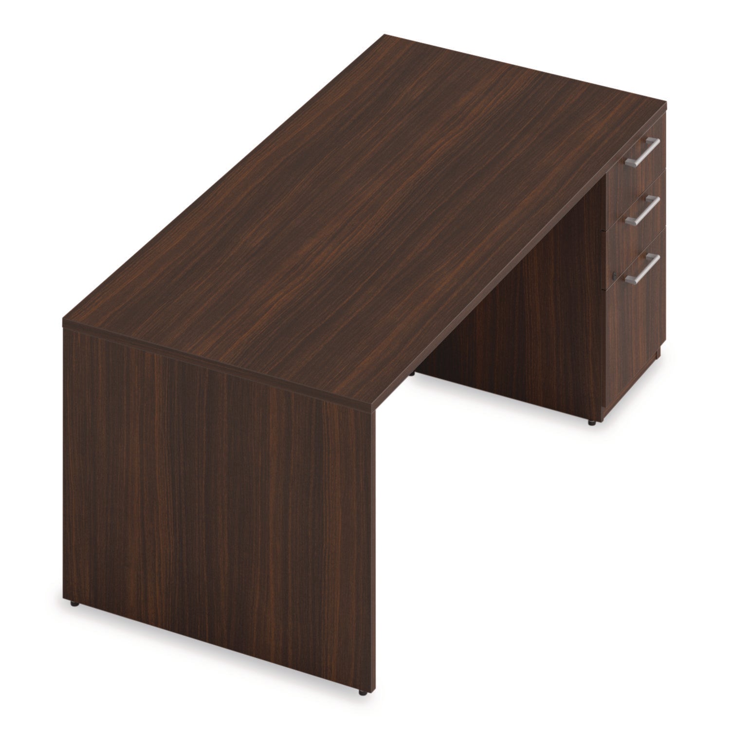 Alera Seville Series Single Pedestal Office Desk - 72 x 36 x 29 Inches, Right Pedestal, Mahogany Finish - Perfect for Home Office, Study Room & Workspace