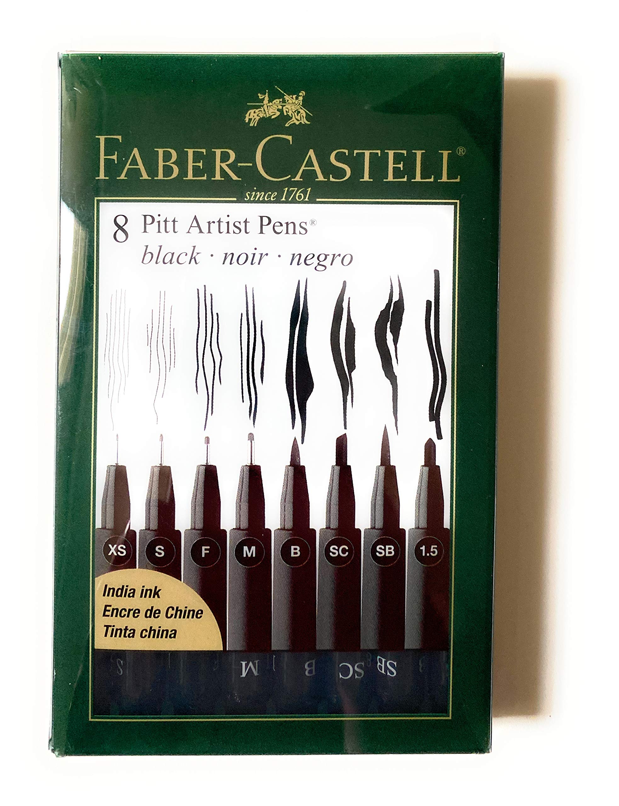 Faber-Castell 8 Pitt Artist Pens - Black India Ink Brush Markers for Calligraphy, Sketching & Illustration | Perfect for Artists, Designers & Crafters