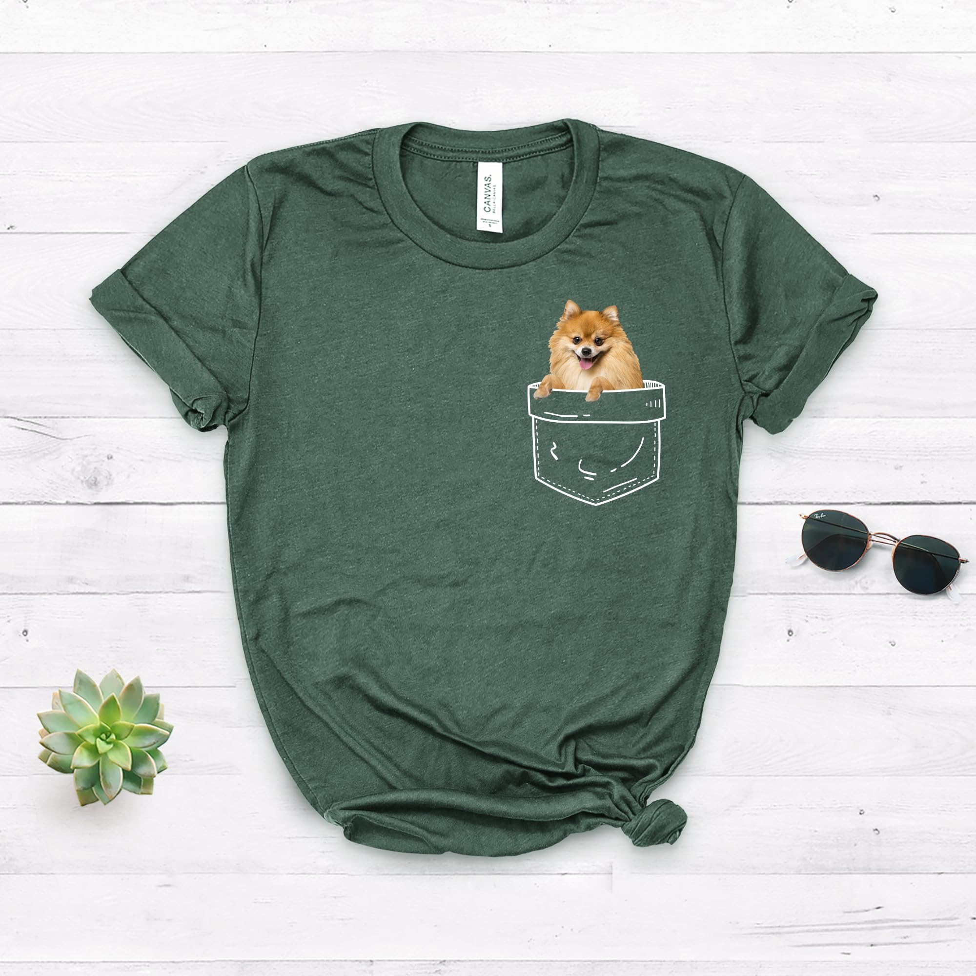 Pomeranian Shirt | Cute Dog Mom Gift | Soft Unisex Tee with Pocket Design - Perfect for Pomeranian Lovers, Dog Owners & Casual Wear