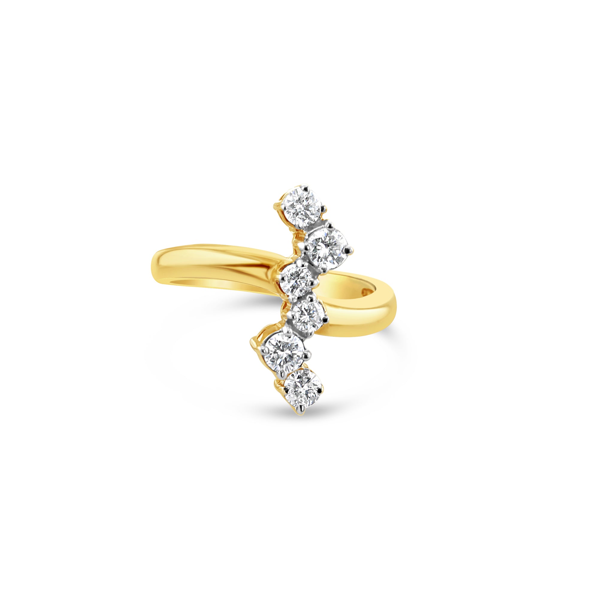14K Yellow Gold Vertical Diamond Cocktail Ring - 0.75cttw Elegant Statement Jewelry for Parties, Weddings & Special Occasions