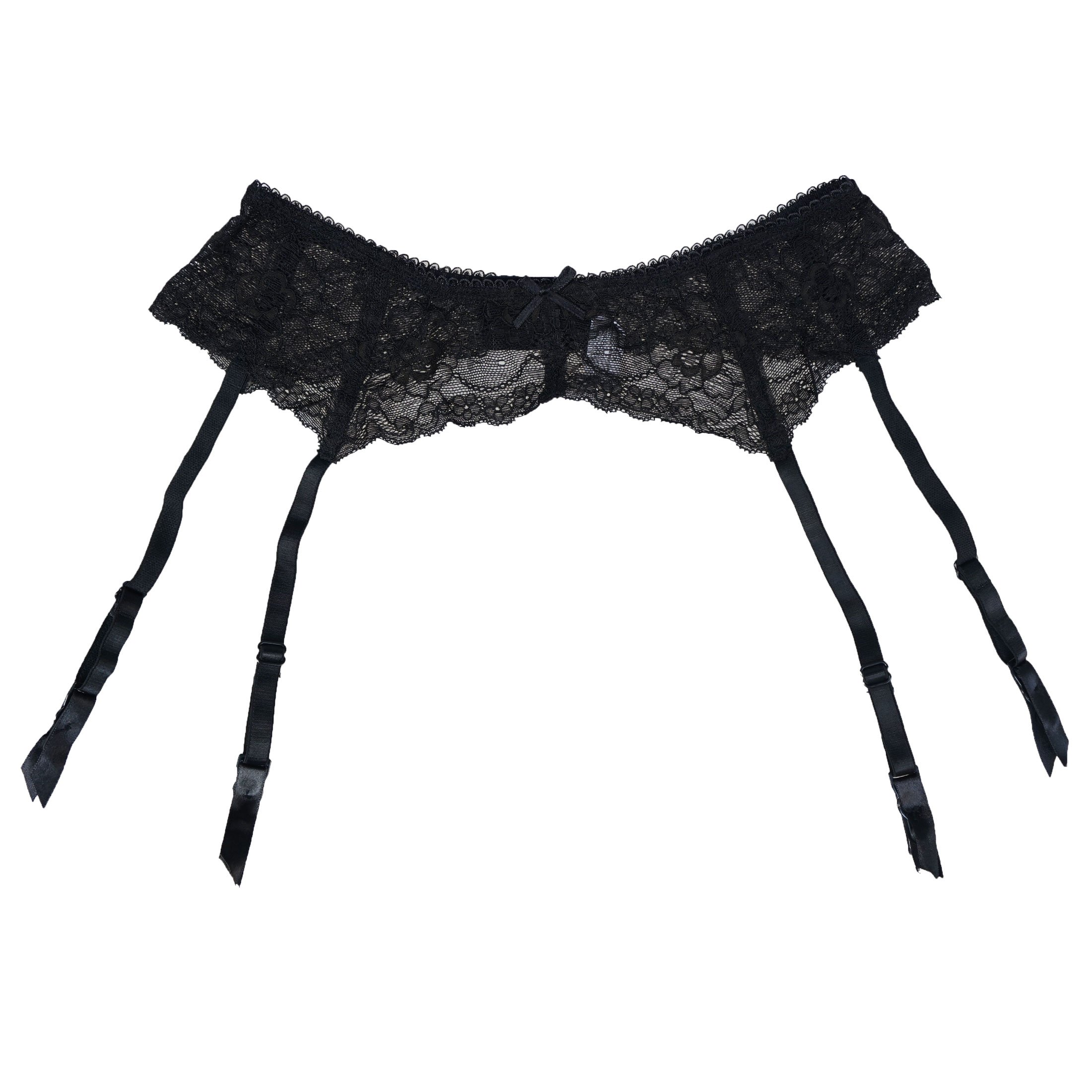 TVRtyle Black Lace Sexy Women's Garter Belt with Metal Clips for Stockings - Large Size | Perfect for Lingerie, Boudoir Photography & Romantic Occasions