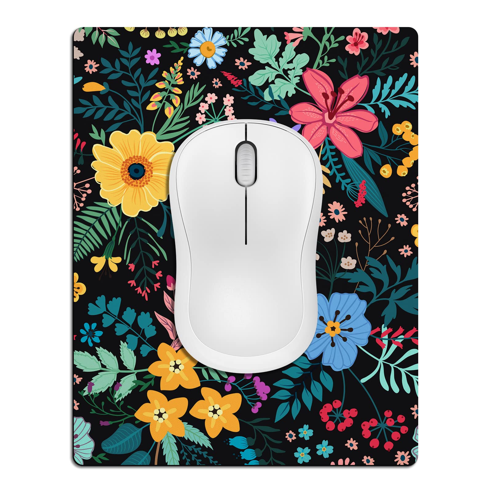 Small Cute Mouse Pad for Wireless Mouse & Laptop - Mini Travel Mousepad with Colorful Floral Design, Aesthetic Portable Desk Decor for Women | Perfect for Office, Home & Travel Use