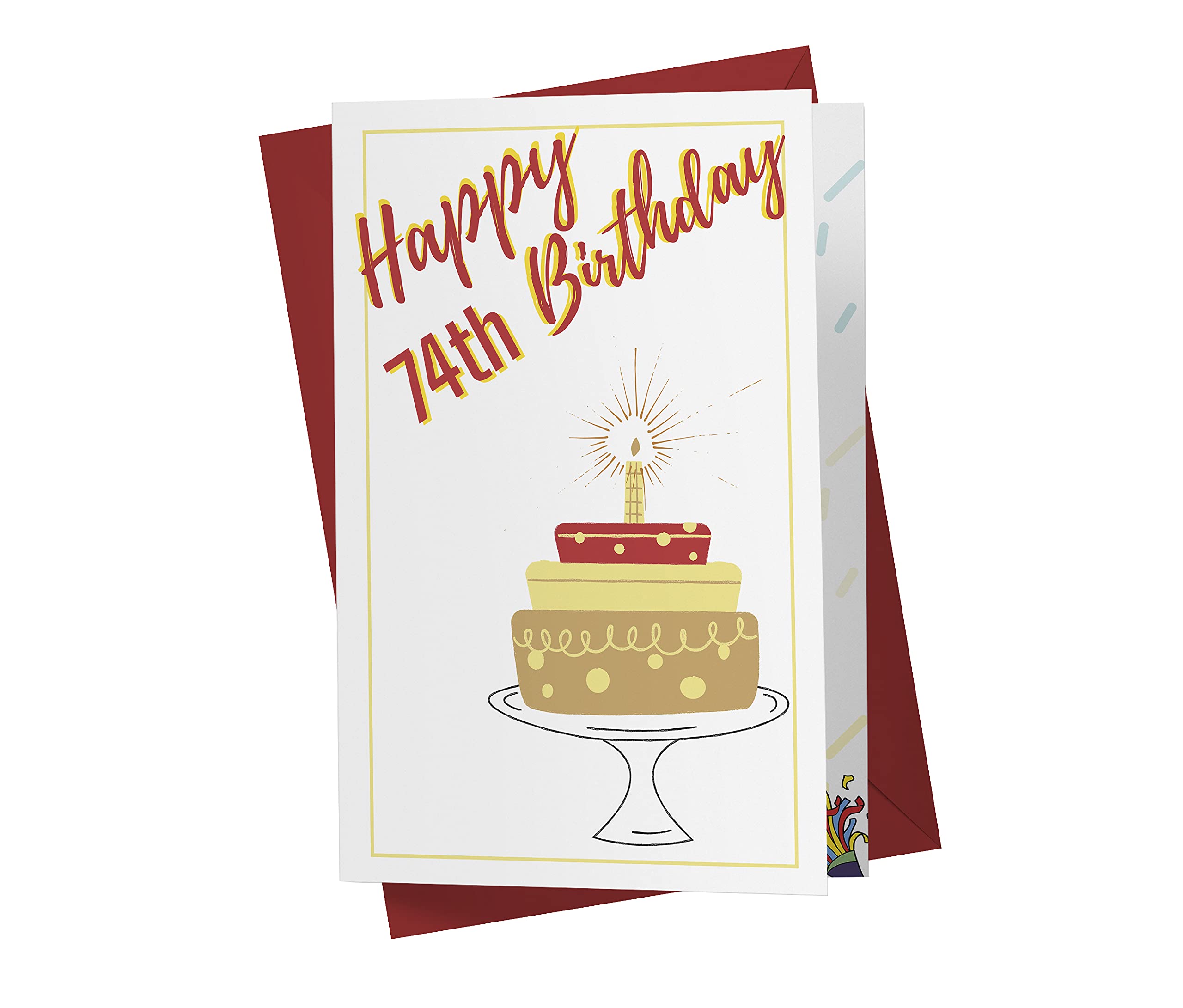 74th Birthday Card - Elegant 74 Years Old Anniversary Greeting Card for Friends & Loved Ones - Happy Birthday Wishes with Red Envelope (1 Card) - Perfect for Milestone Celebrations & Special Moments