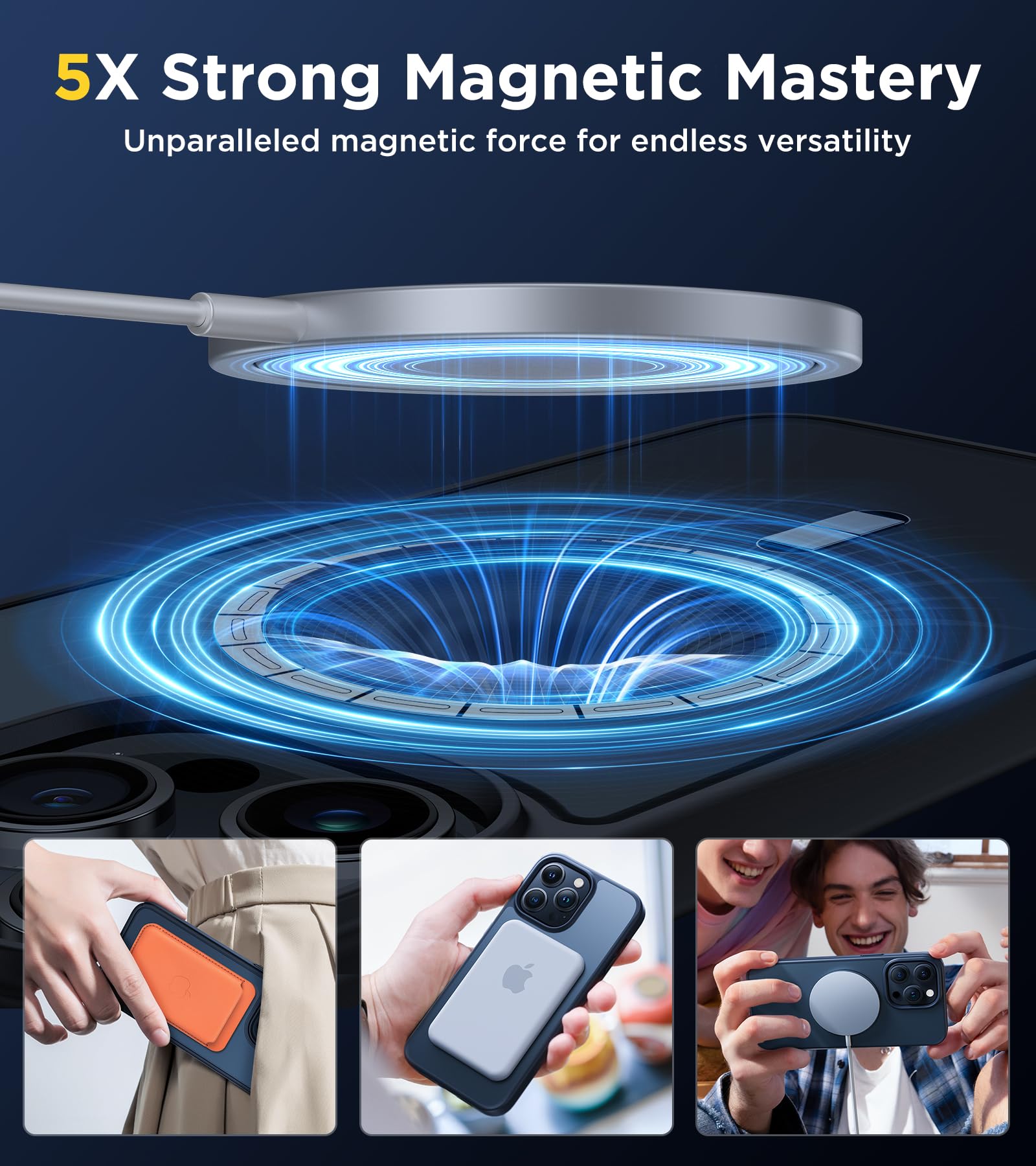 Humixx Magnetic Case for iPhone 15 Pro - Slim Protective Translucent Matte Cover with 14FT Drop Protection | Magsafe Compatible | Shockproof & Anti-Scratch | Perfect for Everyday Use, Outdoor Activities & Travel (6.1 Inch, Black)