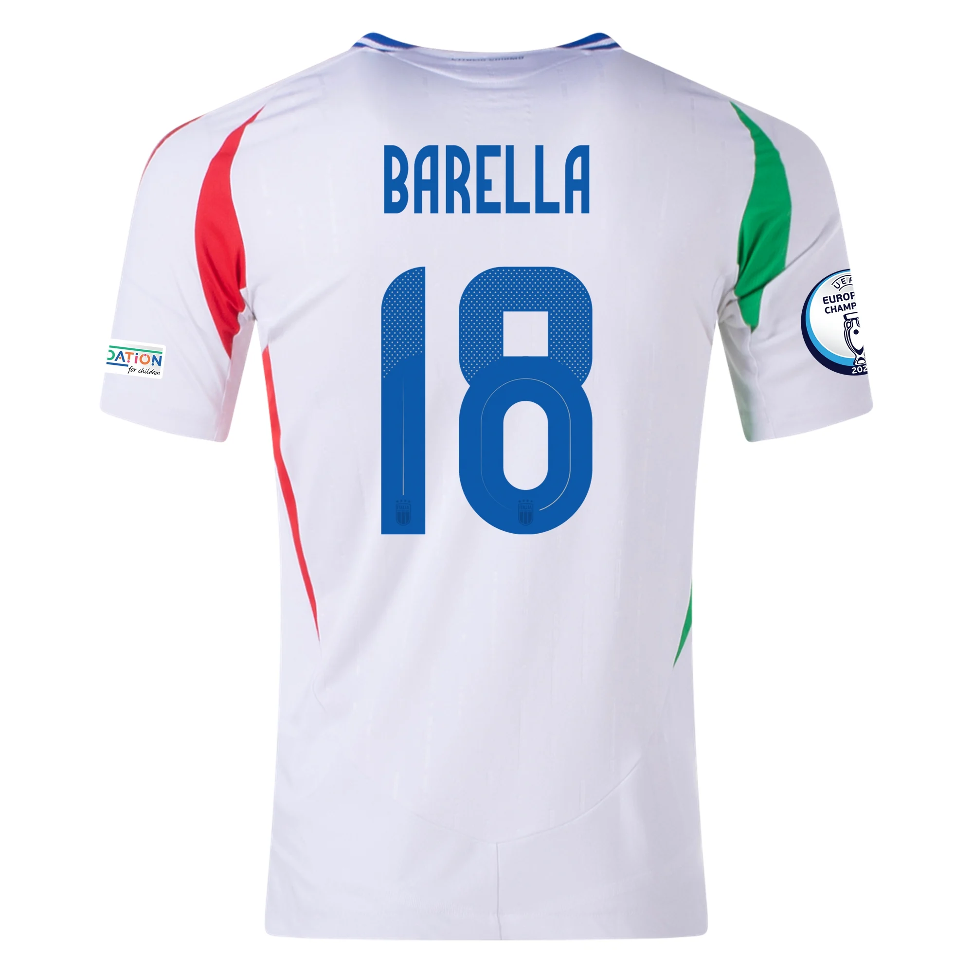 Adidas Italy Authentic Nicolò Barella Away Jersey 2024/25 - White with Euro 2024 Patches | Official Football Shirt for Fans & Players | Perfect for Matchdays, Training & Collecting