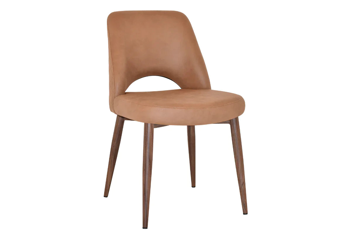 EZ Hospitality Cairo Indoor Armless Chair with Metal Base - Light Walnut Finish, 4-Leg Design for Dining Room, Office, or Waiting Area