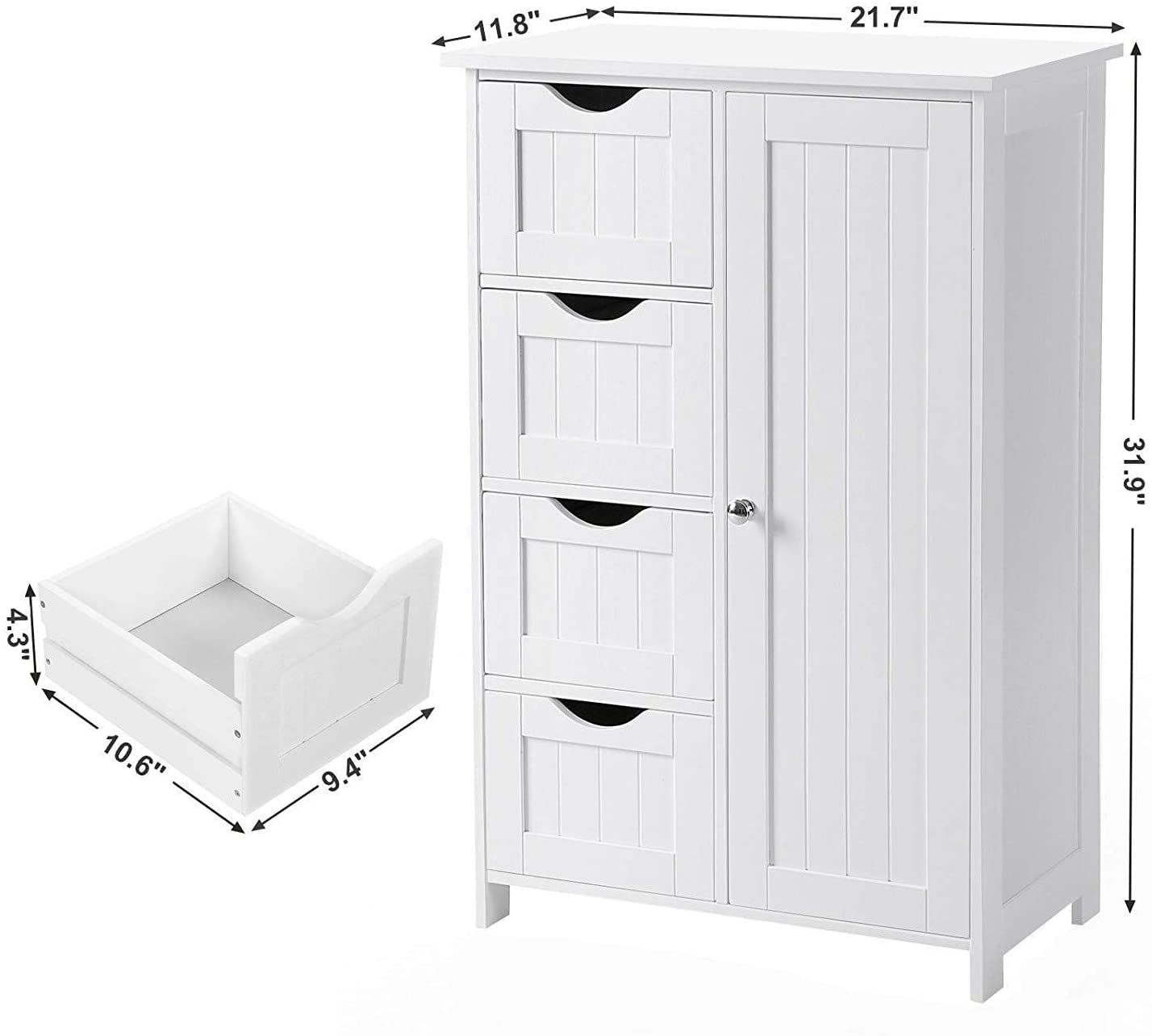White Freestanding Bathroom Storage Cabinet - Organizer for Bathroom, Living Room & Home Decor - Perfect for Towels, Toiletries & Small Essentials