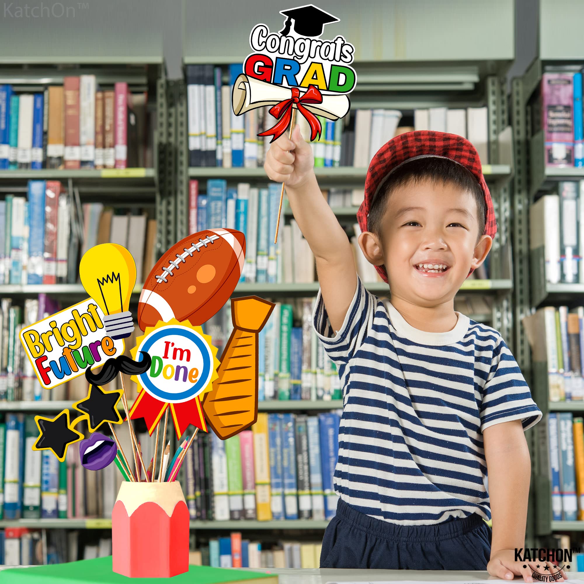 KatchOn 30-Piece Kindergarten Graduation Photo Booth Props Set - Preschool Graduation Decorations Class of 2025 - Perfect for School Parties, Classroom Celebrations & Graduation Photo Backdrops