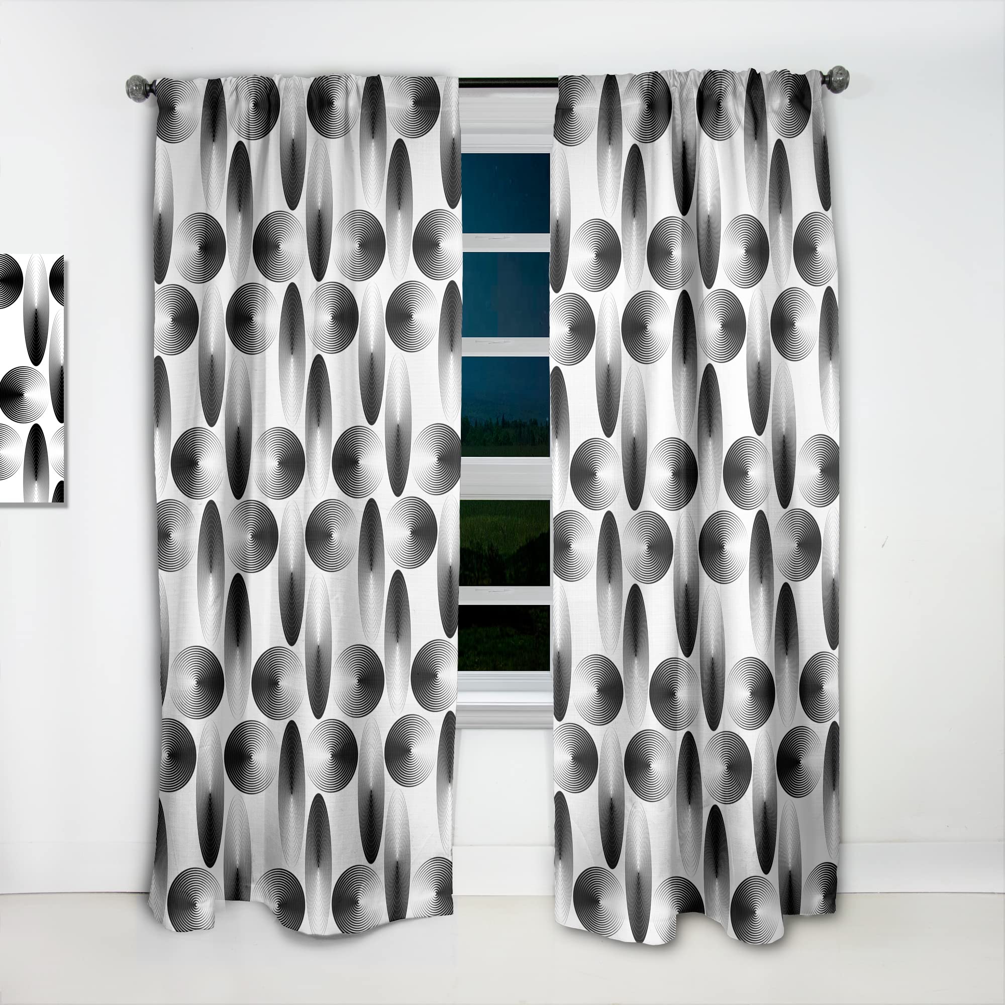 DesignQ Retro Geometric Abstract Pattern IV Thermal Insulated Curtains - Single Panel 52x108 - Blackout Drapes for Bedroom & Living Room - Perfect for Home Decor & Light Control