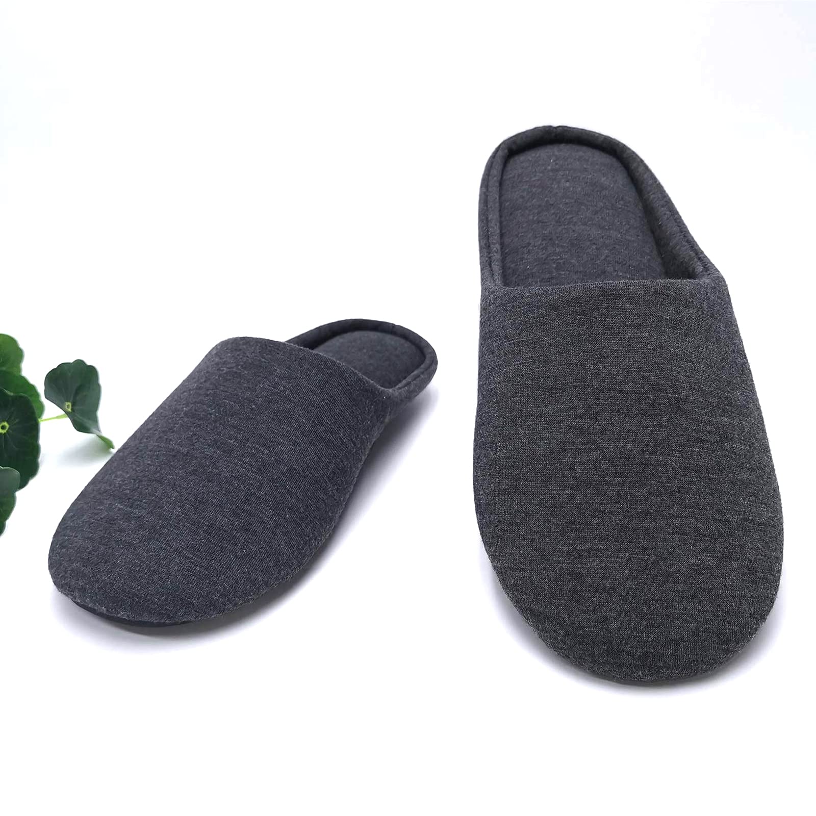 Women's Comfortable Cotton House Slippers - Lightweight Washable Memory Foam Indoor Slippers with Non-Slip Rubber Soles for Bedroom, Lounge & Home Relaxation