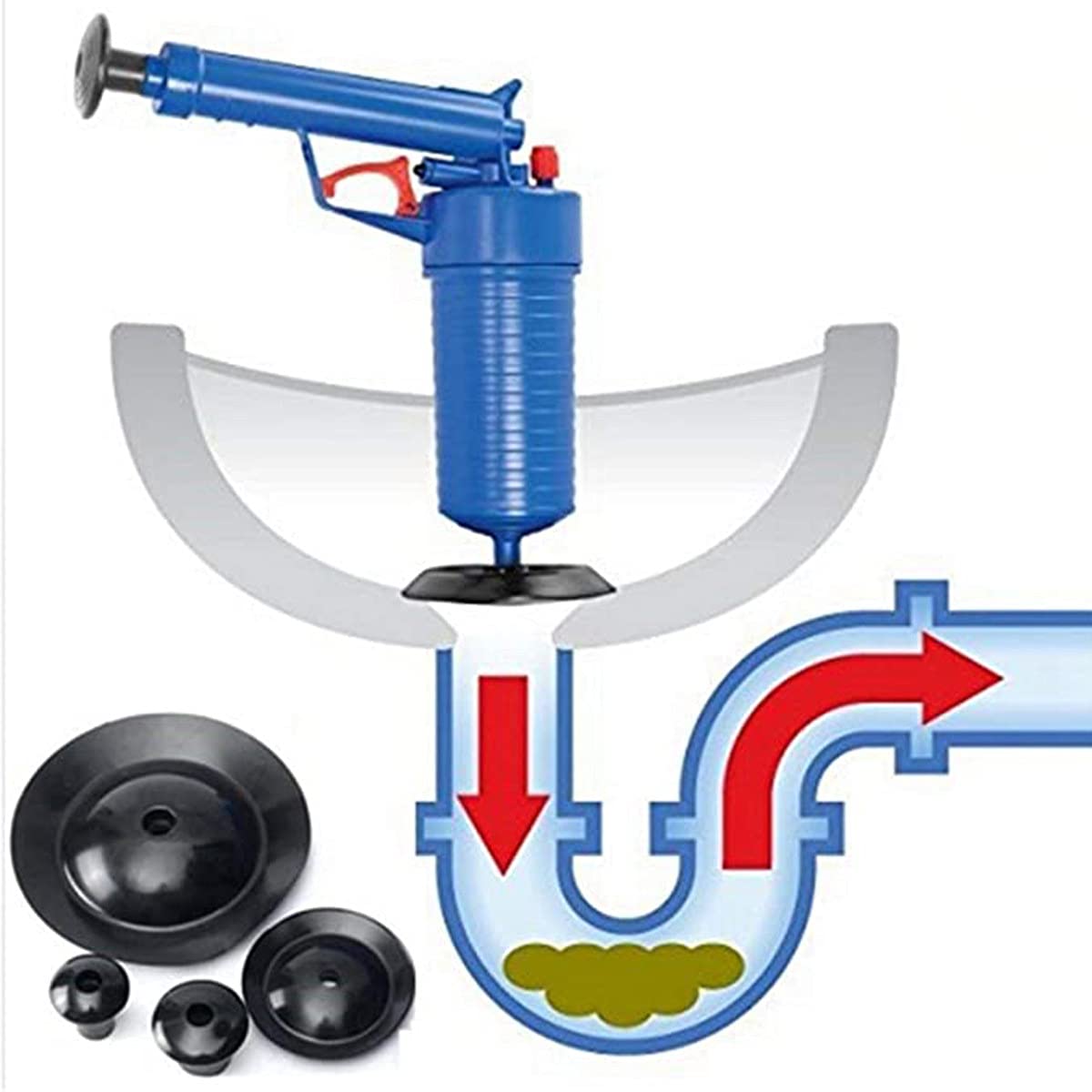 **High Pressure Air Drain Blaster Cleaner - Powerful Toilet Plunger & Drain Unblocker for Kitchen, Bathroom, Sink - Fast Clogged Pipe Removal for Home & Commercial Use**