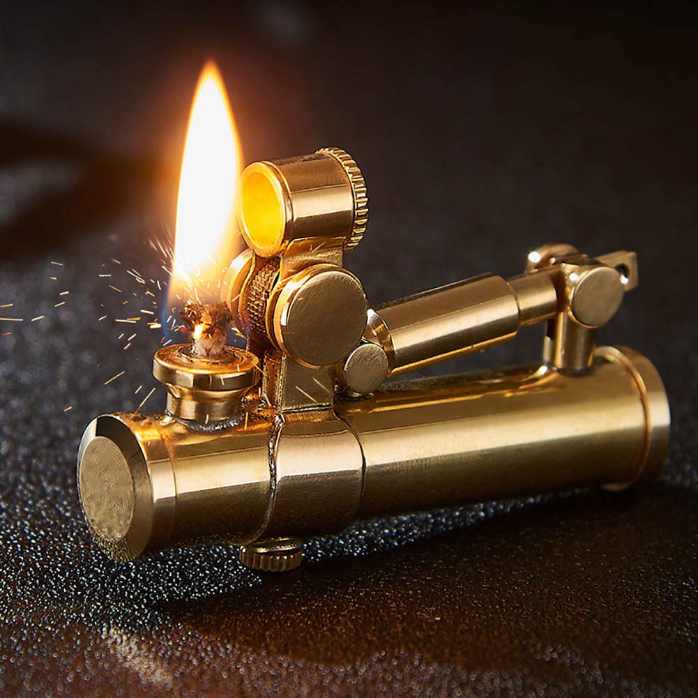 Vintage Brass Kerosene Lighter for Men - Handmade Smoking Accessory for Dad & Husband (Golden) - Perfect for Outdoor & Gifts