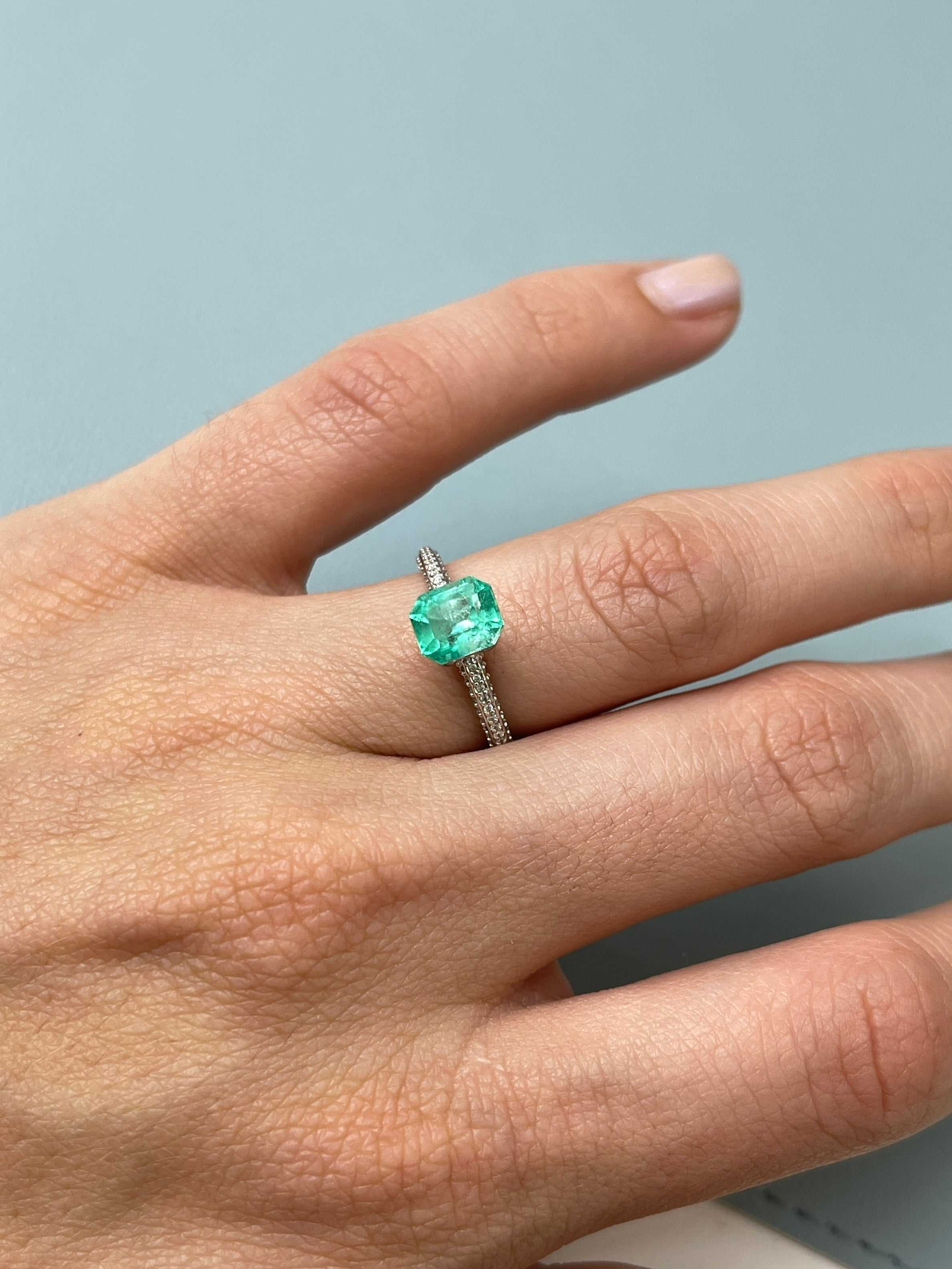 1.50 Carat Natural Colombian Emerald - 7.4x6.3mm Eye Clean Emerald Cut Loose Gemstone for Engagement Rings, Jewelry Making & Fine Collections