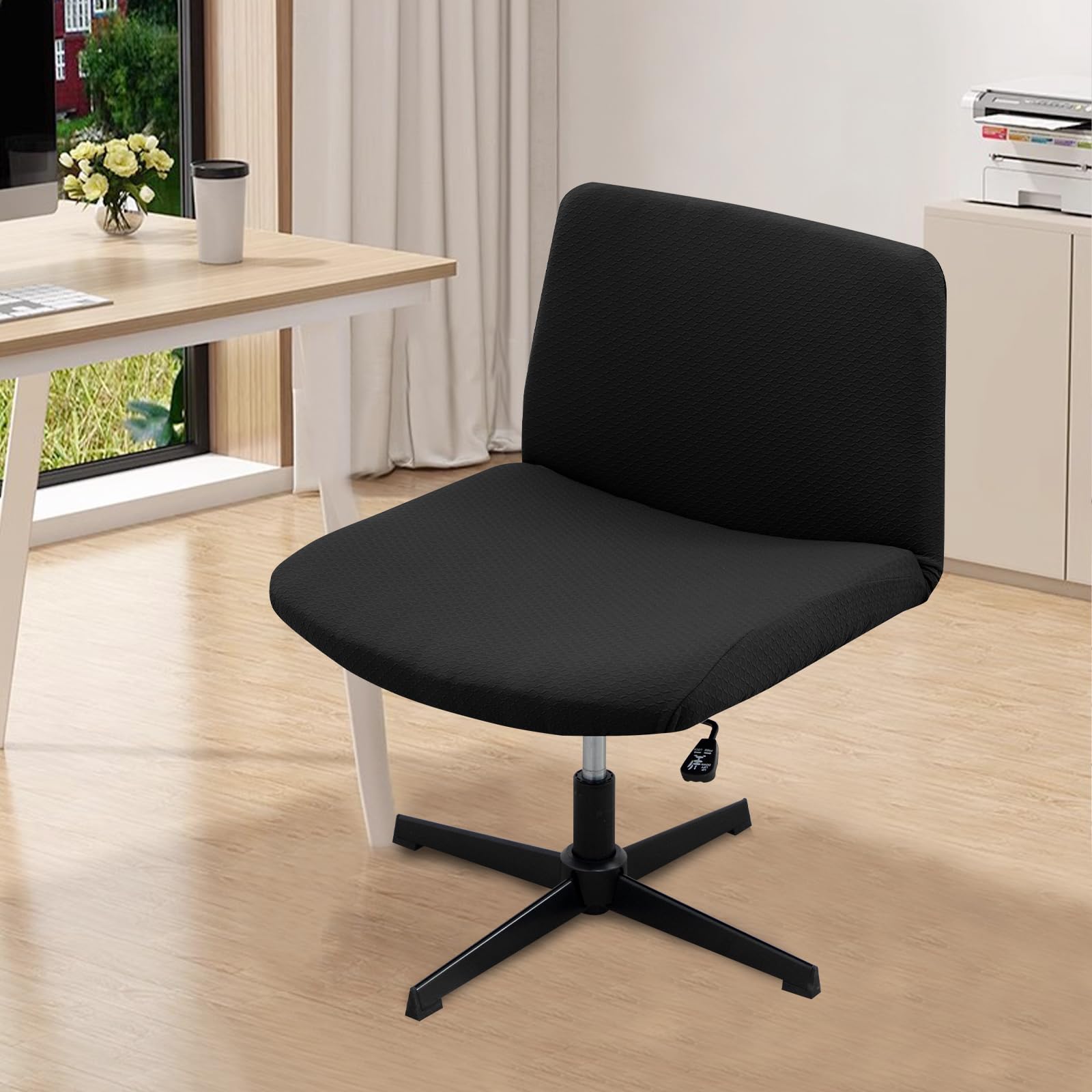 Waterproof Armless Chair Slipcover - 100% Knitted Jacquard Modern Criss Cross Design for Office Desk & Vanity Chairs - Mid Back Accent Chair Cover for Home & Office Use - Spill Protection & Stylish Upgrade for Dining, Living Room or Workspace