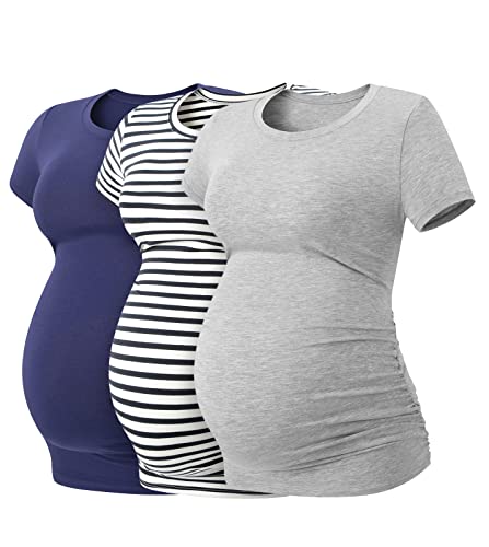 Navy Blue+navy Stripe+heather Gray 3 Pack