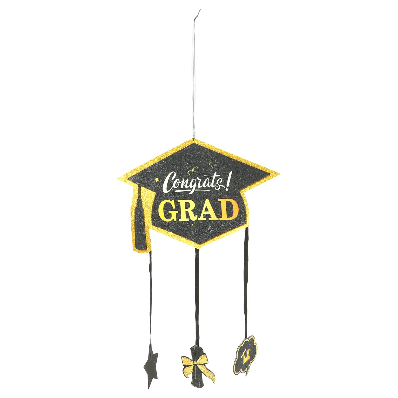 LUOZZY Congratulations Graduation Door Sign - Class of 2022 Decor with Doctoral Hat Pendant - Perfect for Graduation Party Decorations & Home Celebration