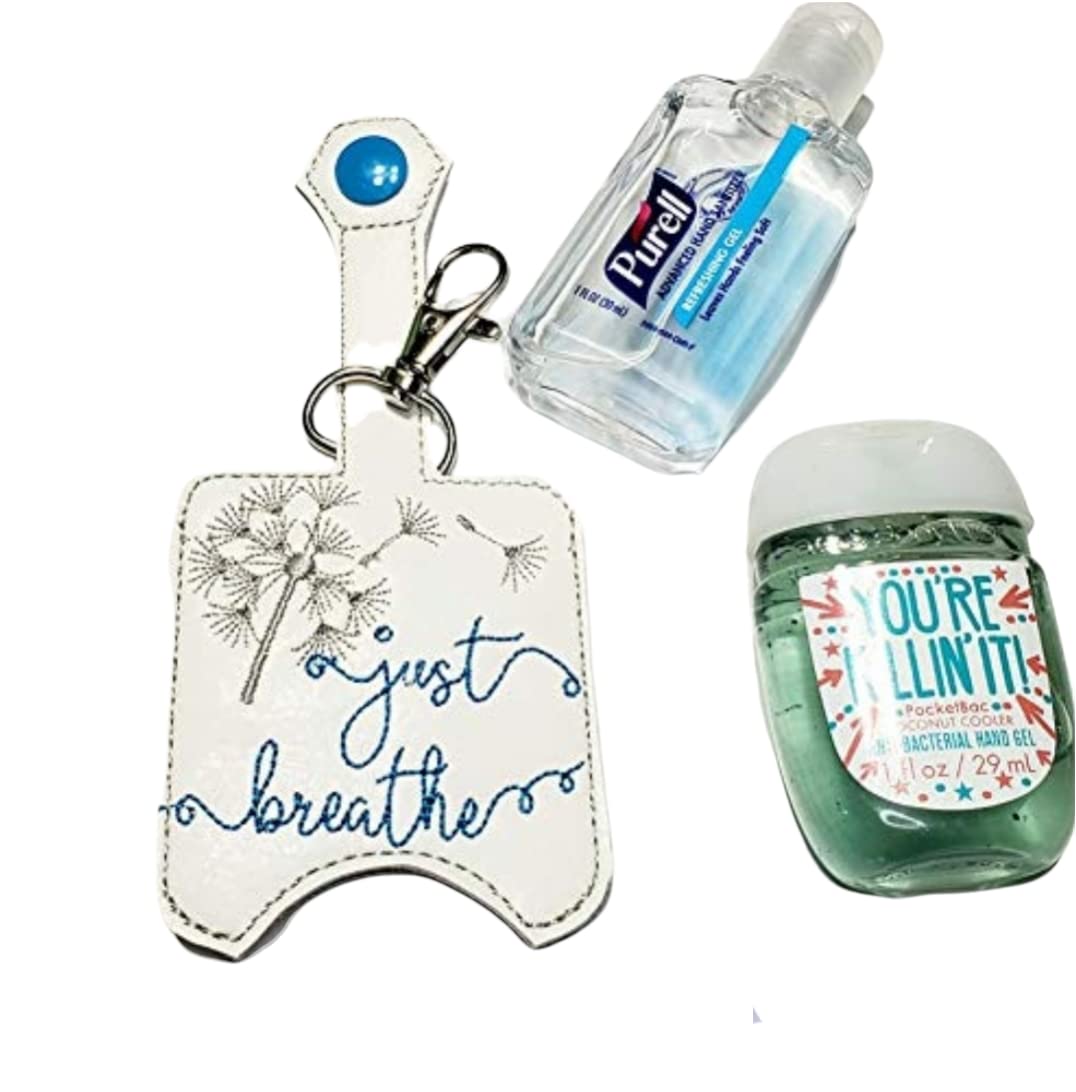 Just Breathe Hand Sanitizer Holder Keychain - Portable & Stylish Sanitizer Clip for Purse, Backpack, or Keys - Perfect for Travel, Gym, Office & Daily Use