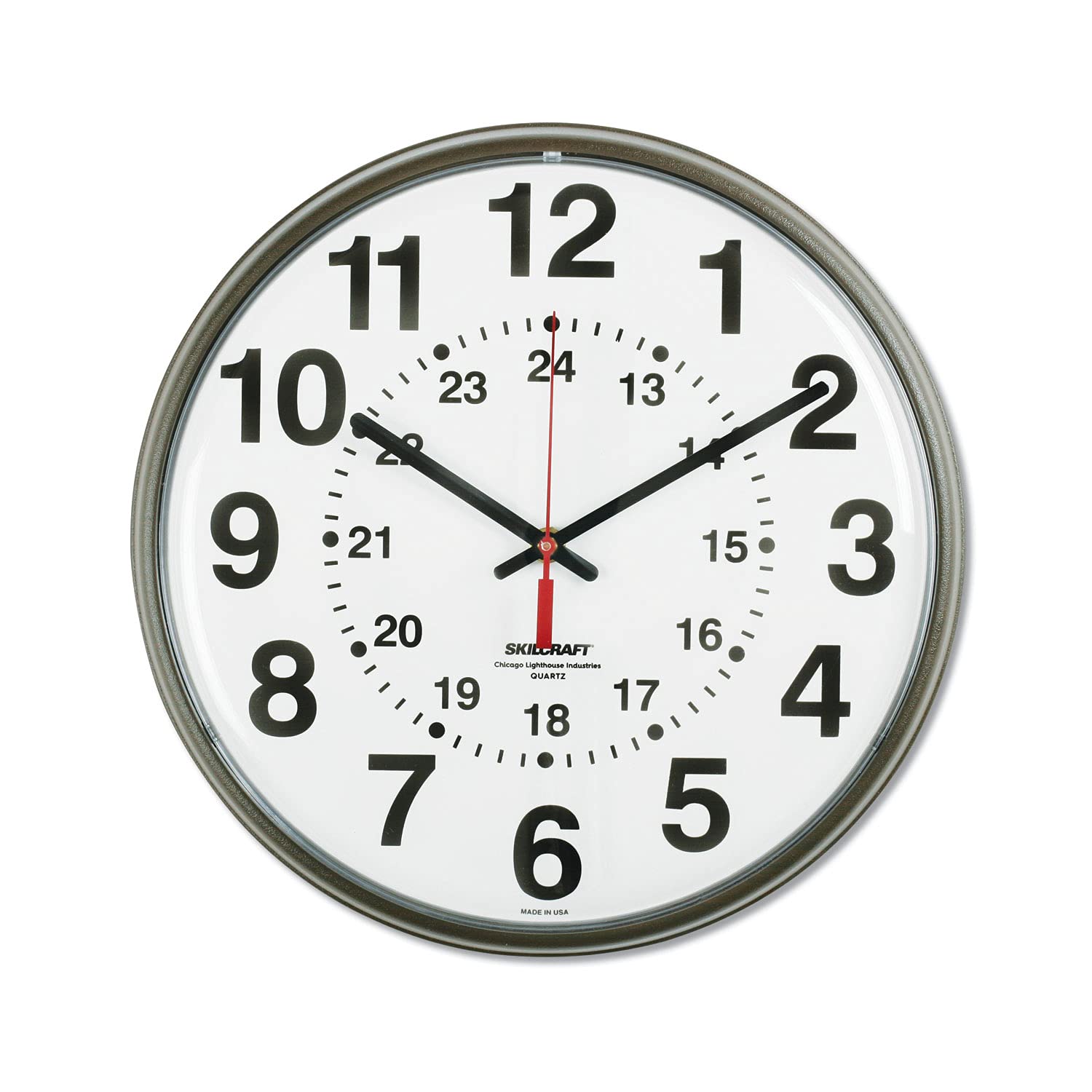 AbilityOne® NSN4919814 Radio-Controlled Atomic Wall Clock - 12.75 Inch Plastic Frame with Black Case & White Face - Perfect for Home, Office, and Classroom Timekeeping