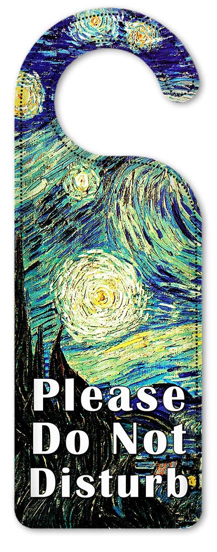 Van Gogh Starry Night Do Not Disturb Door Hanger Sign - Decorative Art Plate for Hotel, Bedroom & Office Privacy (12