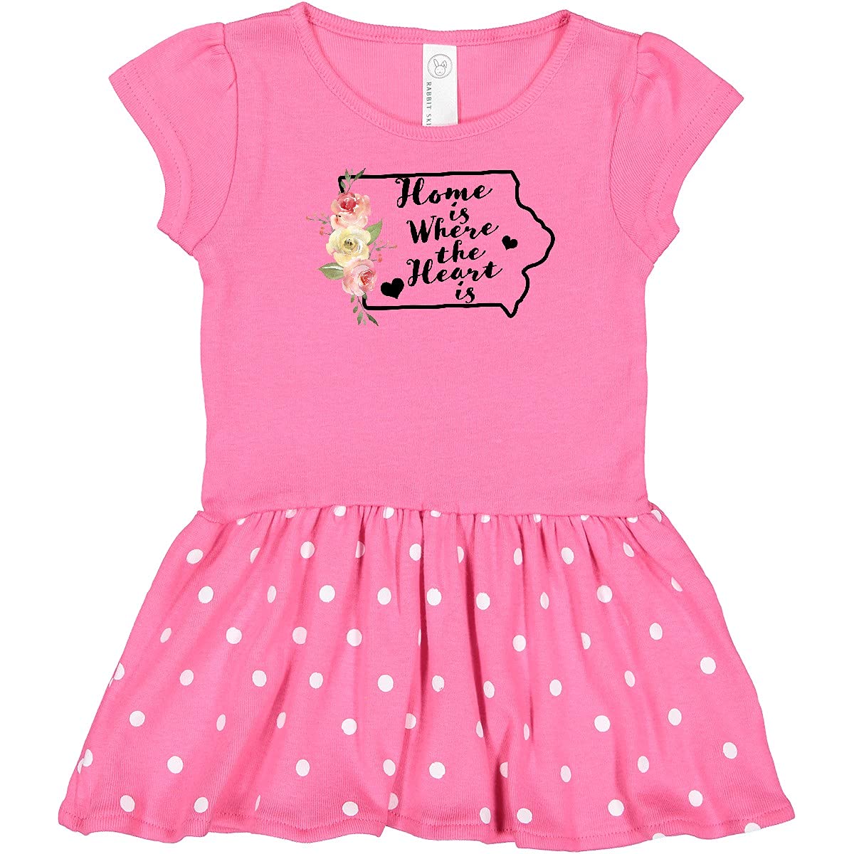 Inktastic Iowa Home is Where The Heart is Baby Girl Dress - Watercolor Floral Print Infant Outfit for Special Occasions & Family Photos